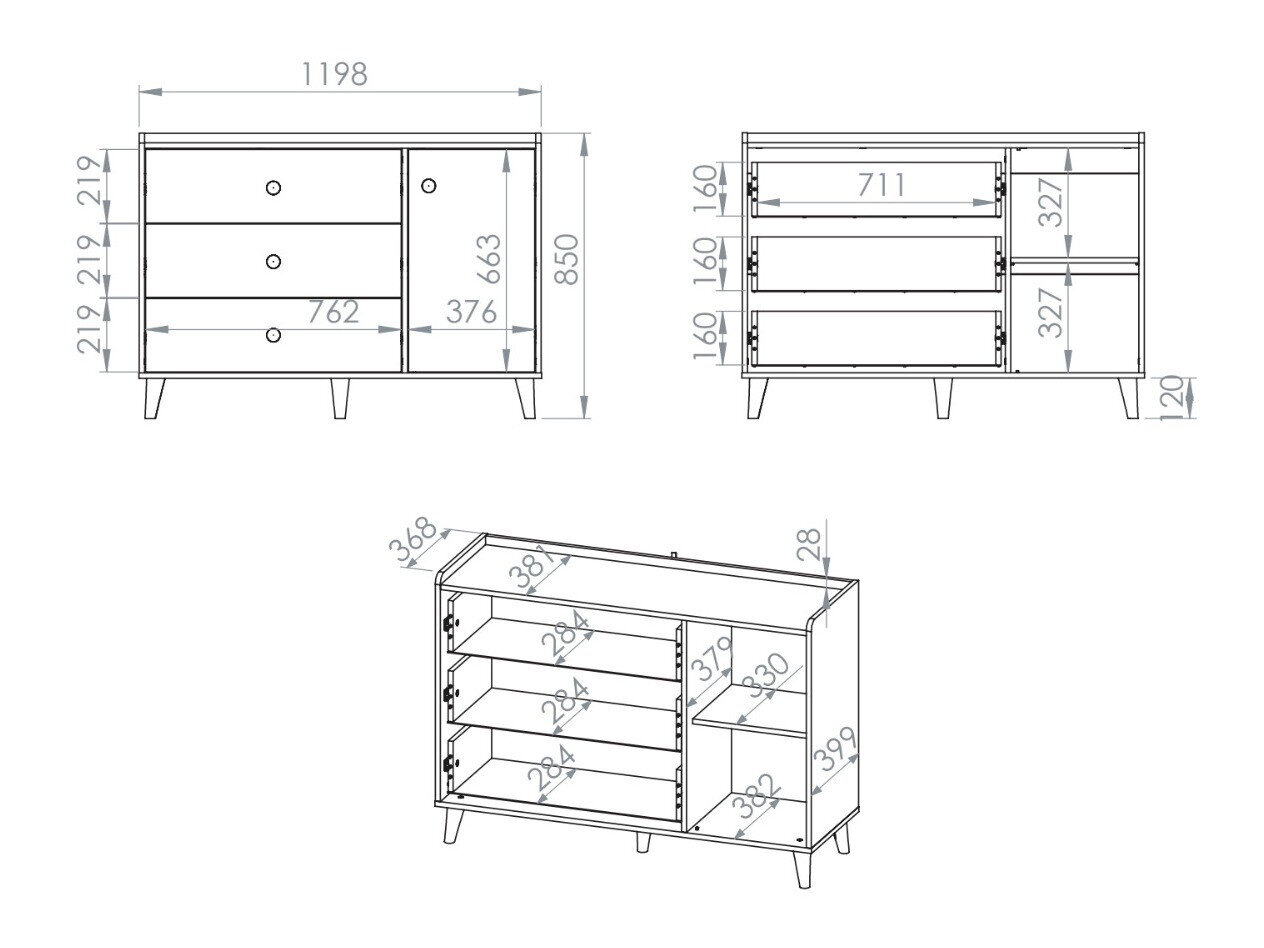 Kommode Tortoli 104 (Grå)
