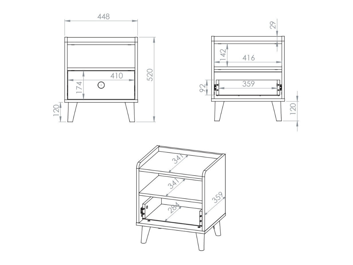 Table de chevet Tortoli 108 (Rose)