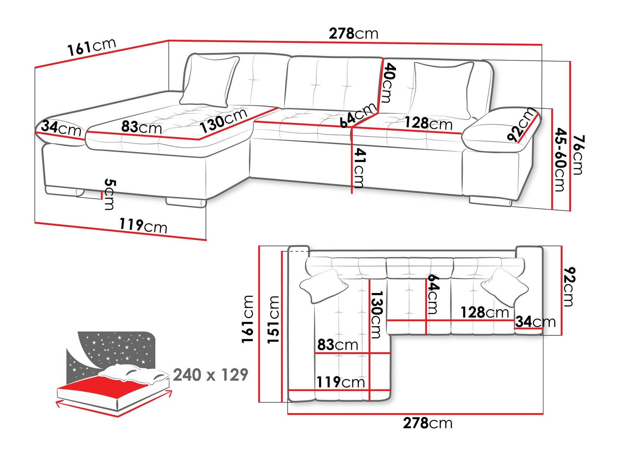 Hjørnesofa Comfivo Sanitas I (Soft 017 + Soul 17)