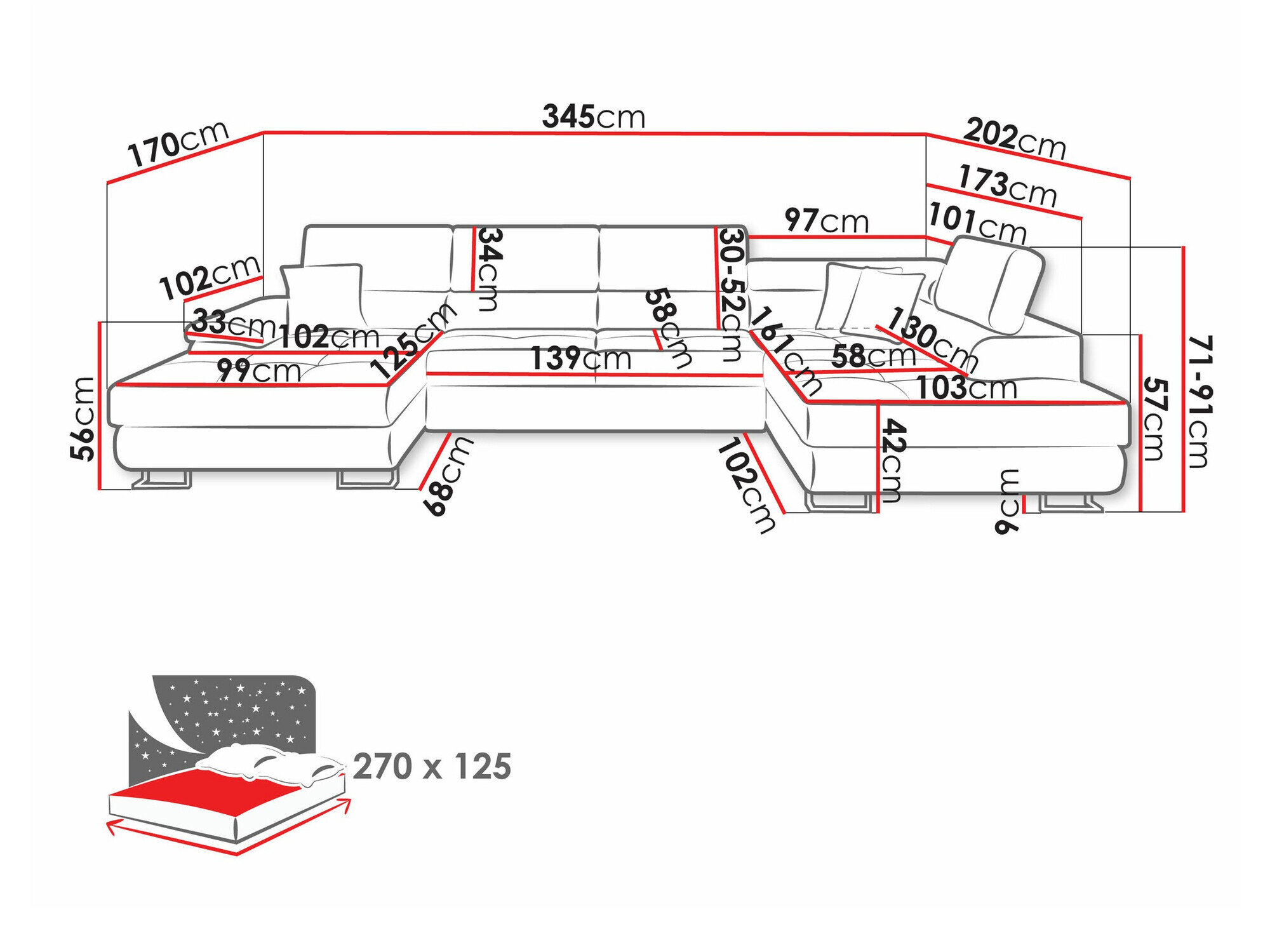 Hjørnesofa Comfivo Ruta IV (Soft 017 + Lux 05)