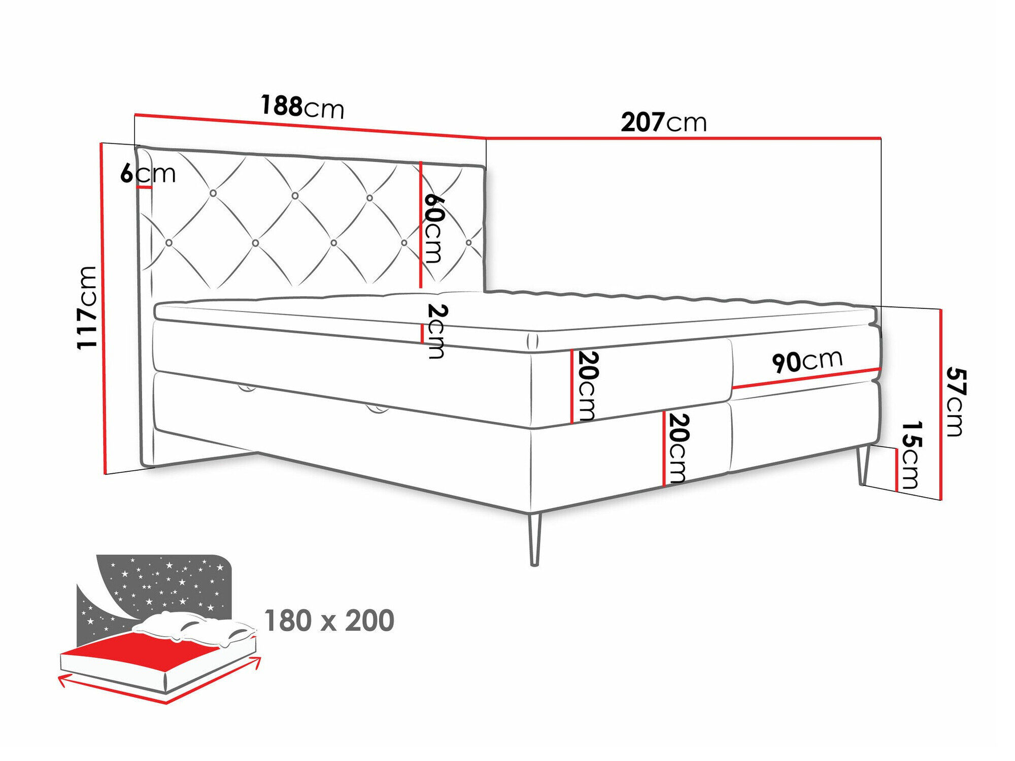 Boxspring krevet ComfiDream Myrel (Verita 03)