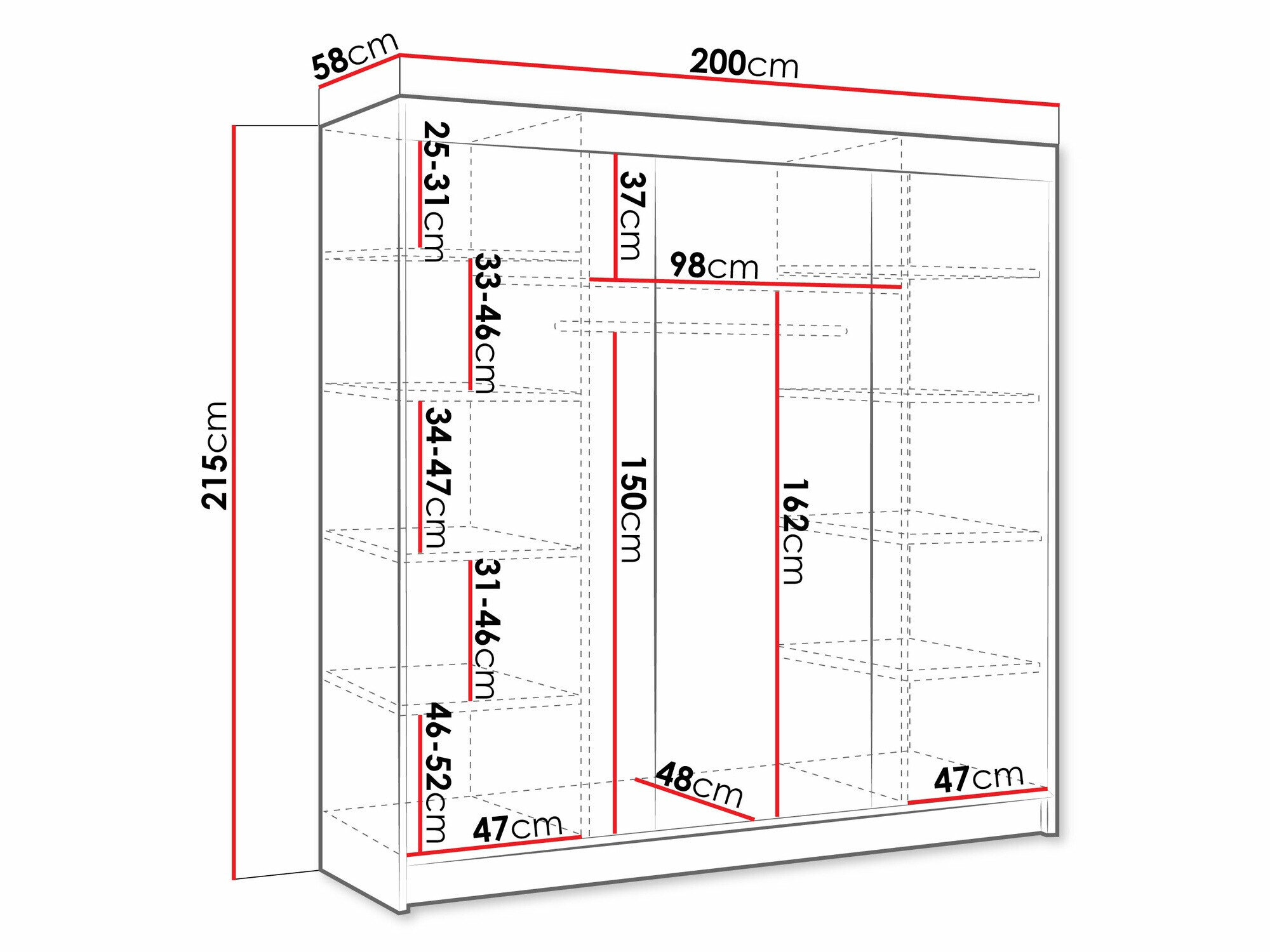 Garderobeskab Closico 160 (Sort)