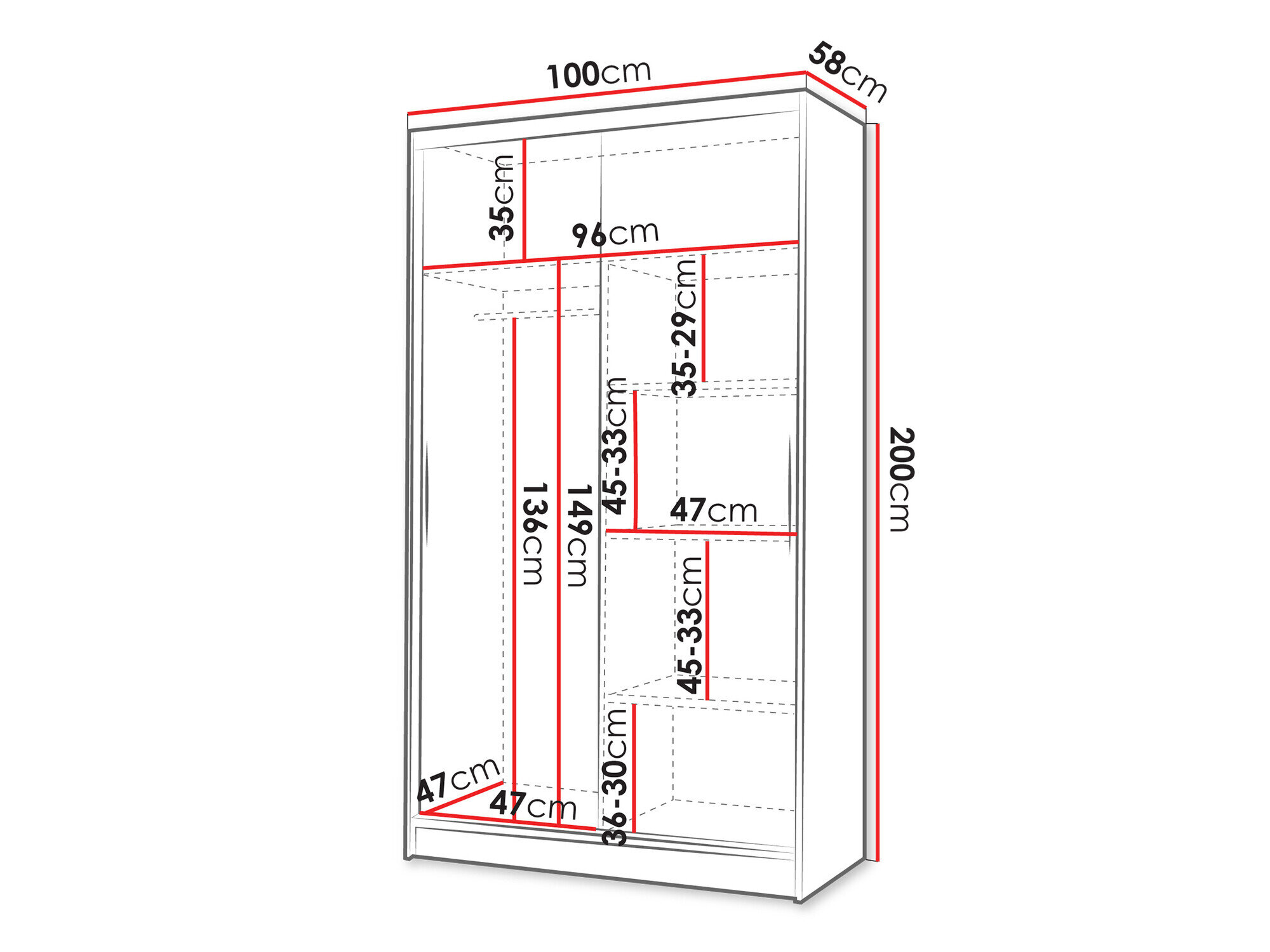 Garderobeskab Closico Structor II (Sort + Hvid)