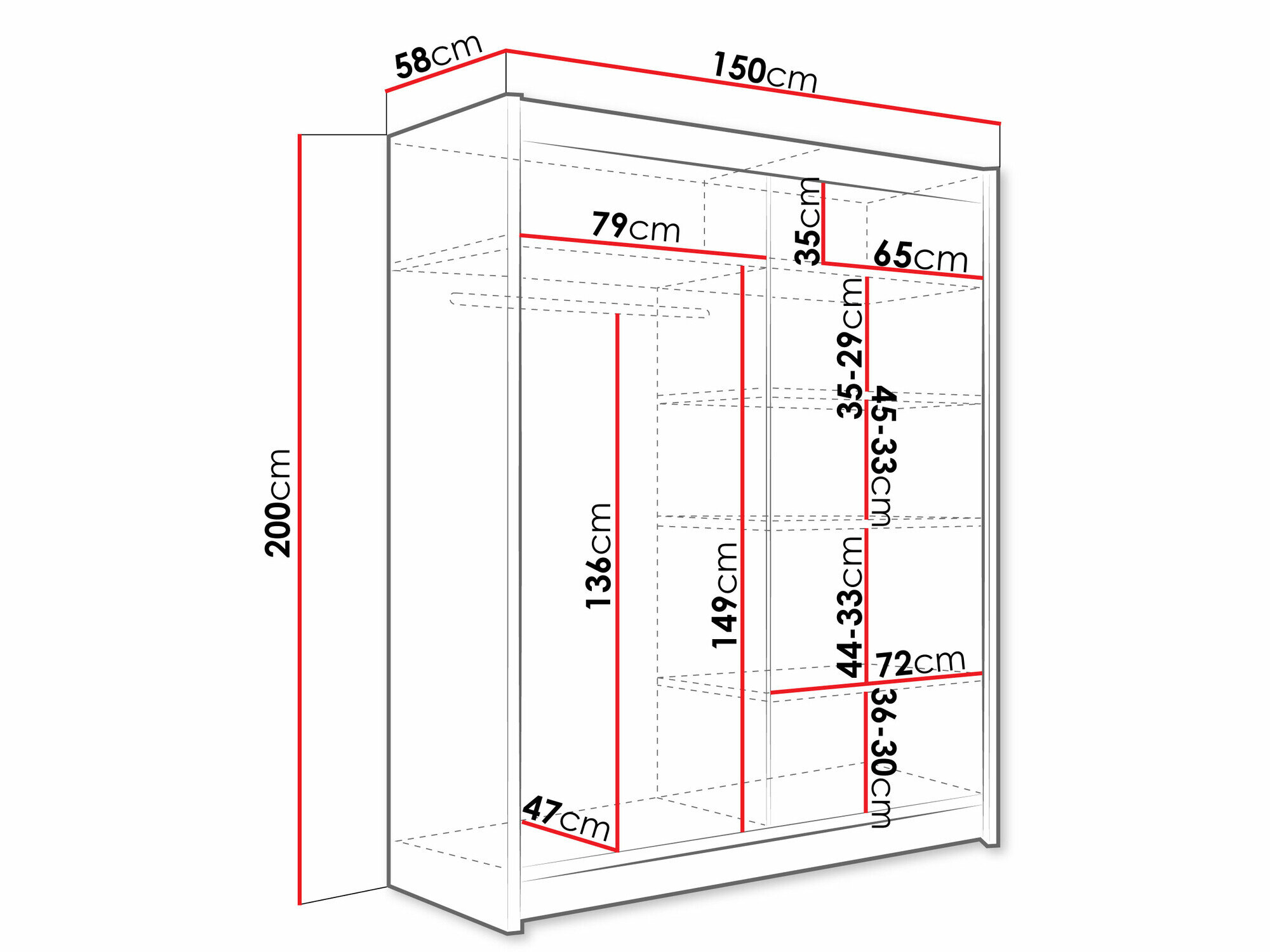 Garderobeskab Closico 146 (Kashmir)