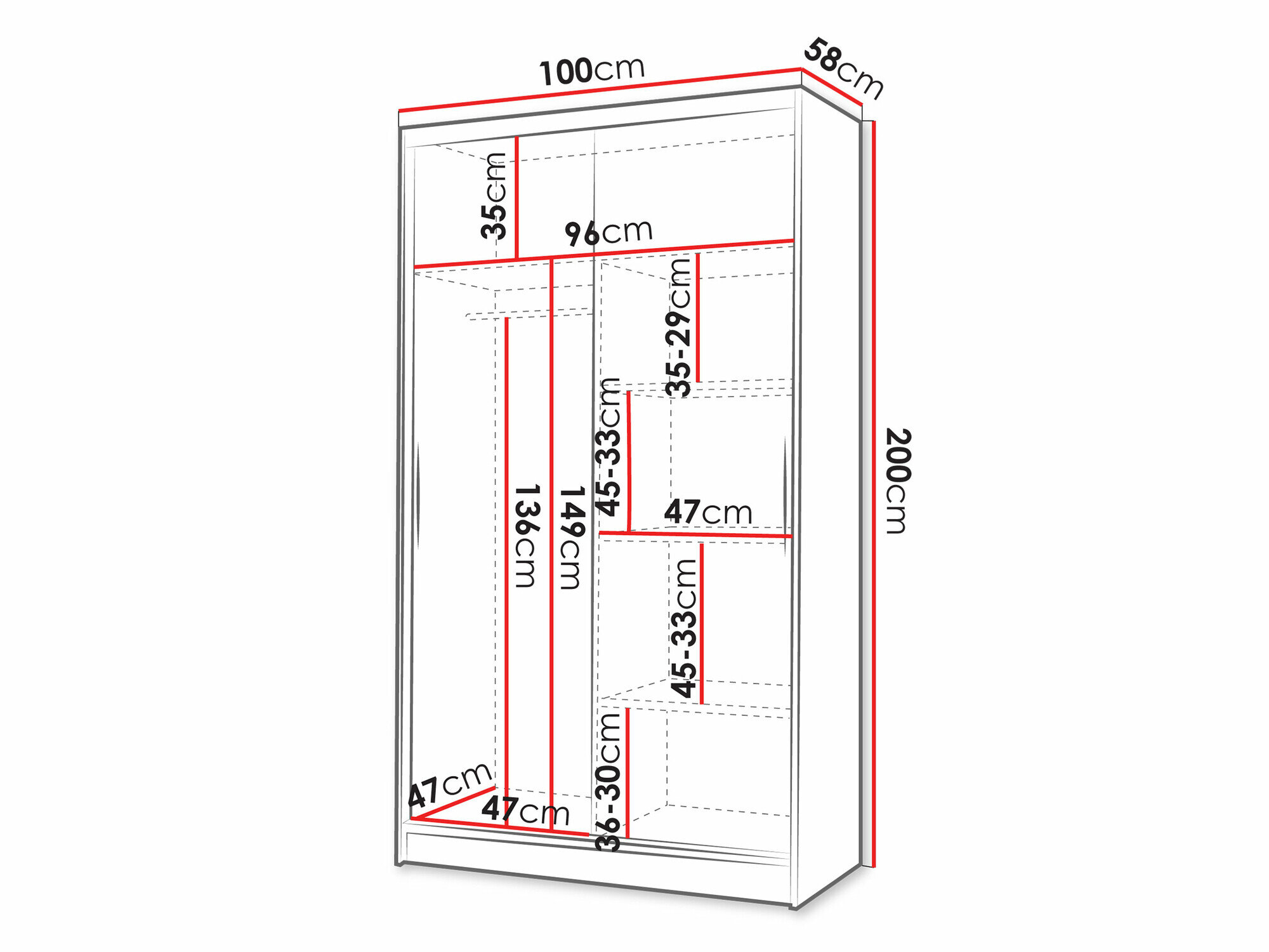 Garderobeskab Closico Structor VI (Sort + Hvid)