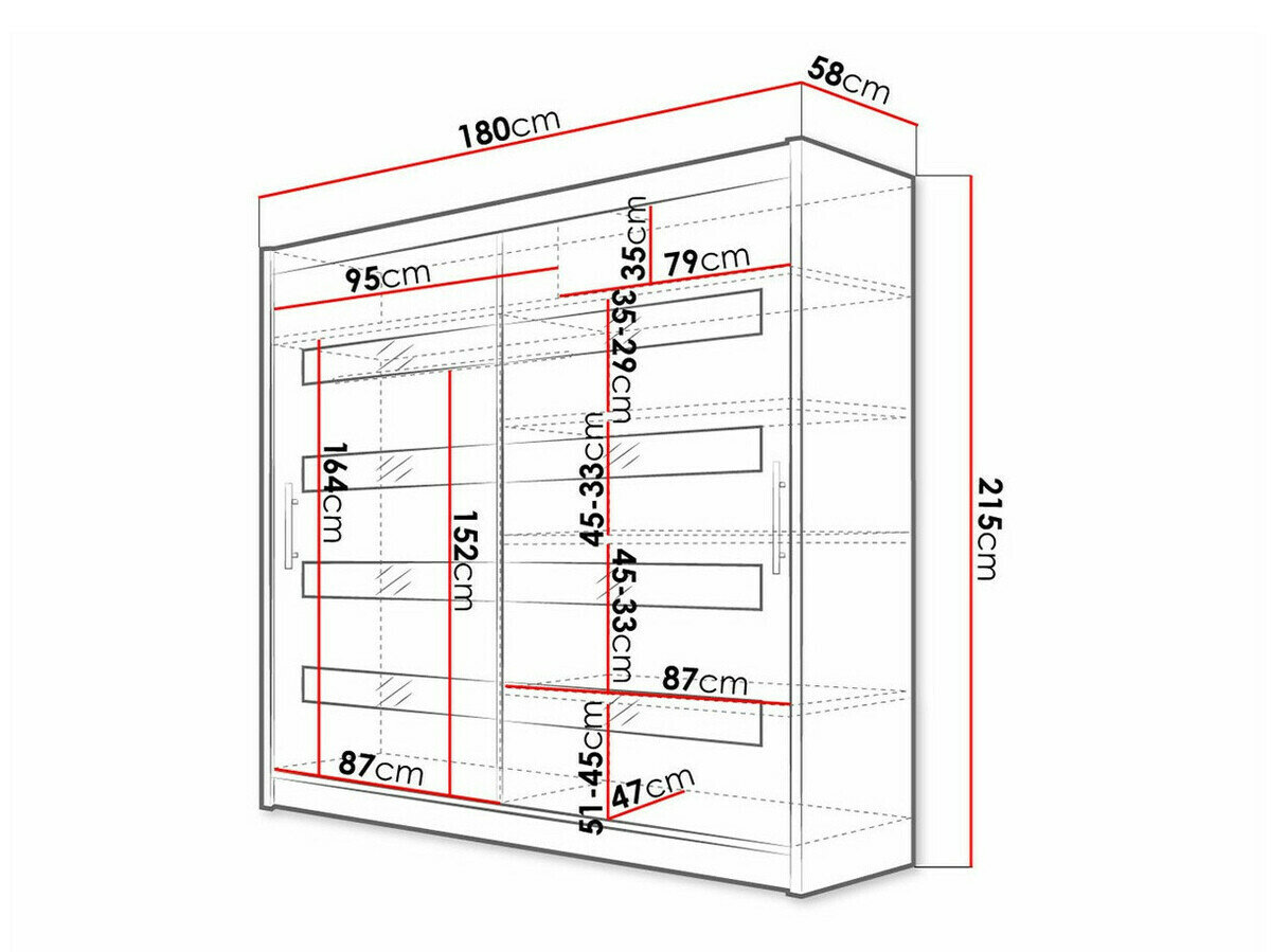 Kledingkast Closico Pallor XI (Zwart + Glanzend wit)