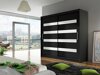 Kledingkast Closico Pallor XI (Zwart + Glanzend wit)