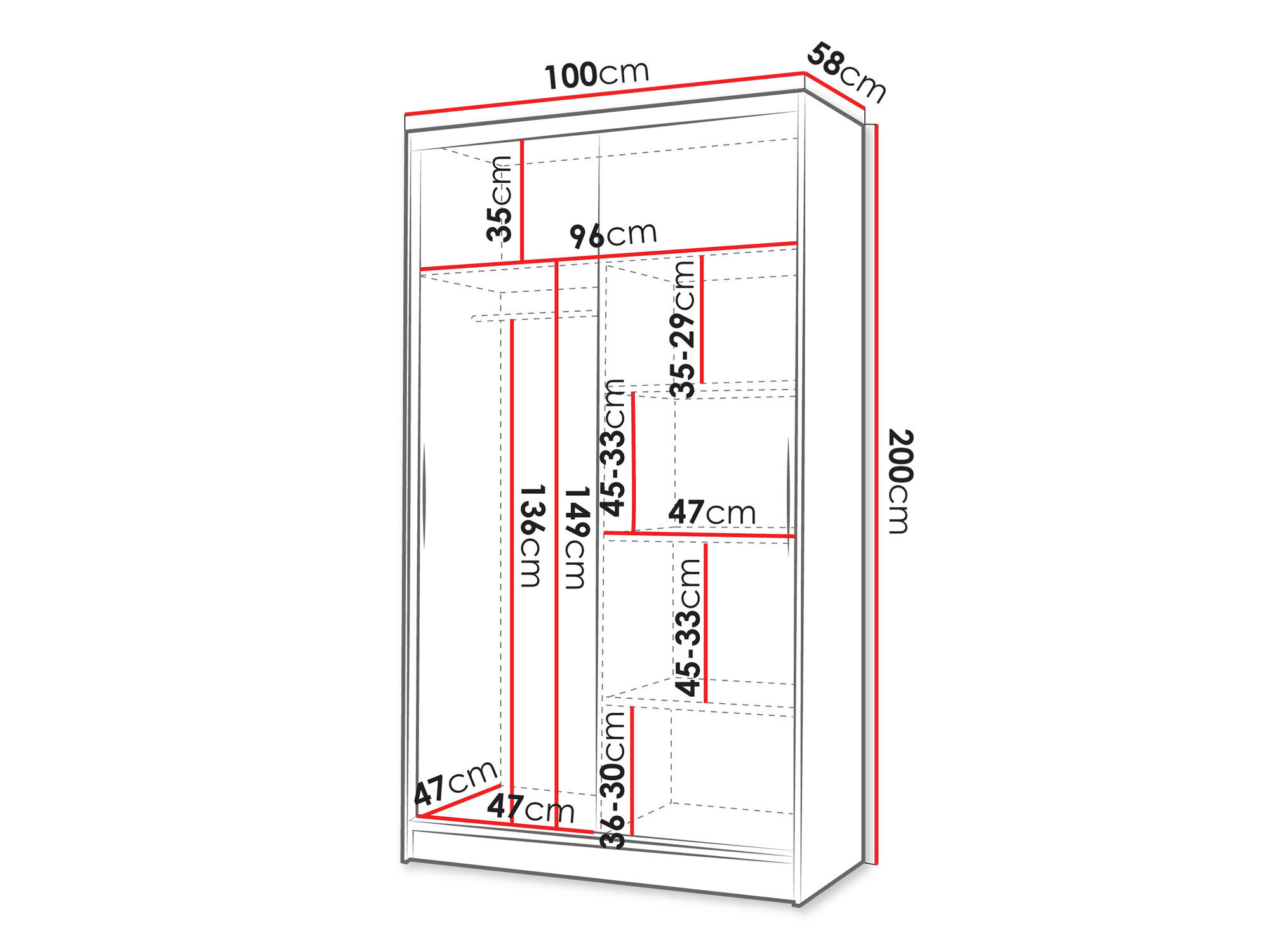 Kledingkast Closico Structor VII (Zwart + Wit)