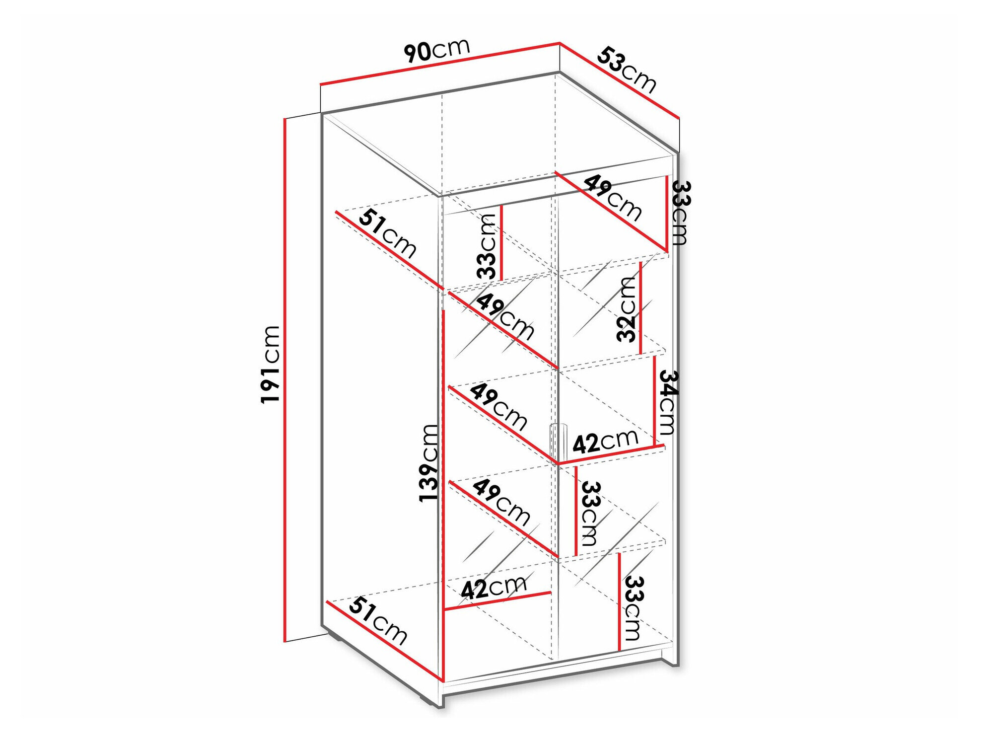 Garderobeskab Novduni 114 (Sonoma eg)