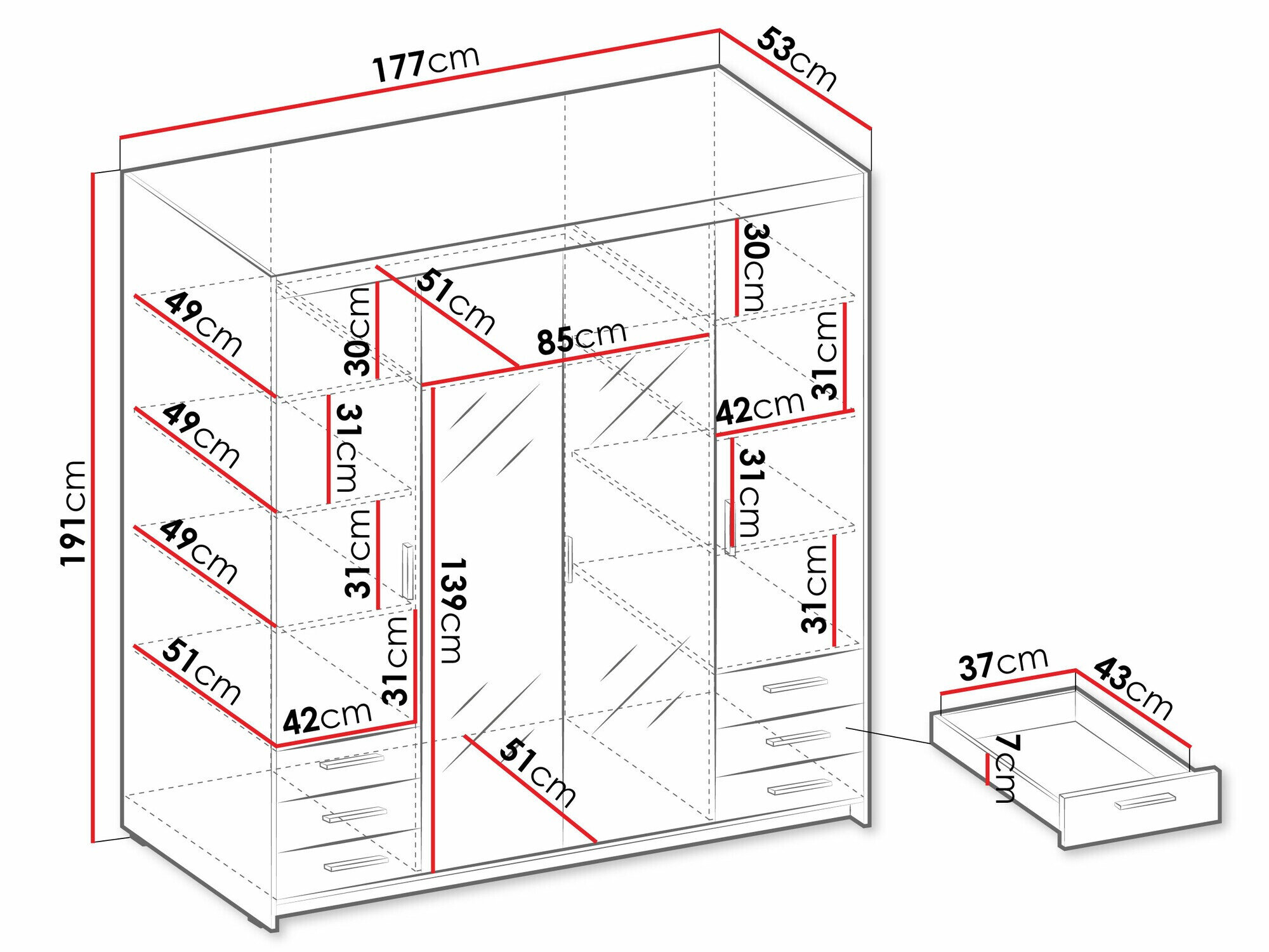 Garderobeskab Novduni 115 (Hvid)