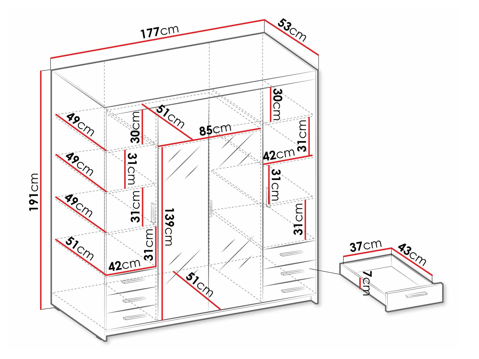 Garderobeskab Novduni 115 (Sonoma eg)