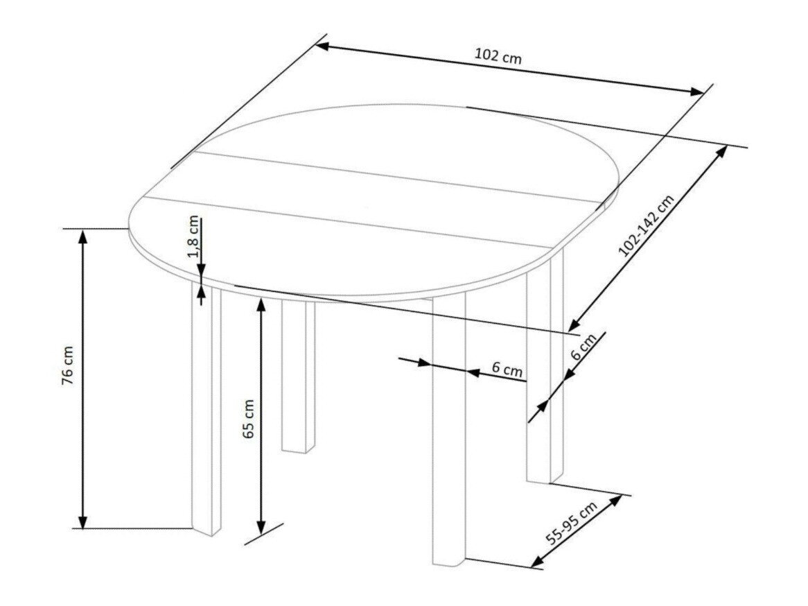 Table Houston 961 (Chêne Artisan + Noir)