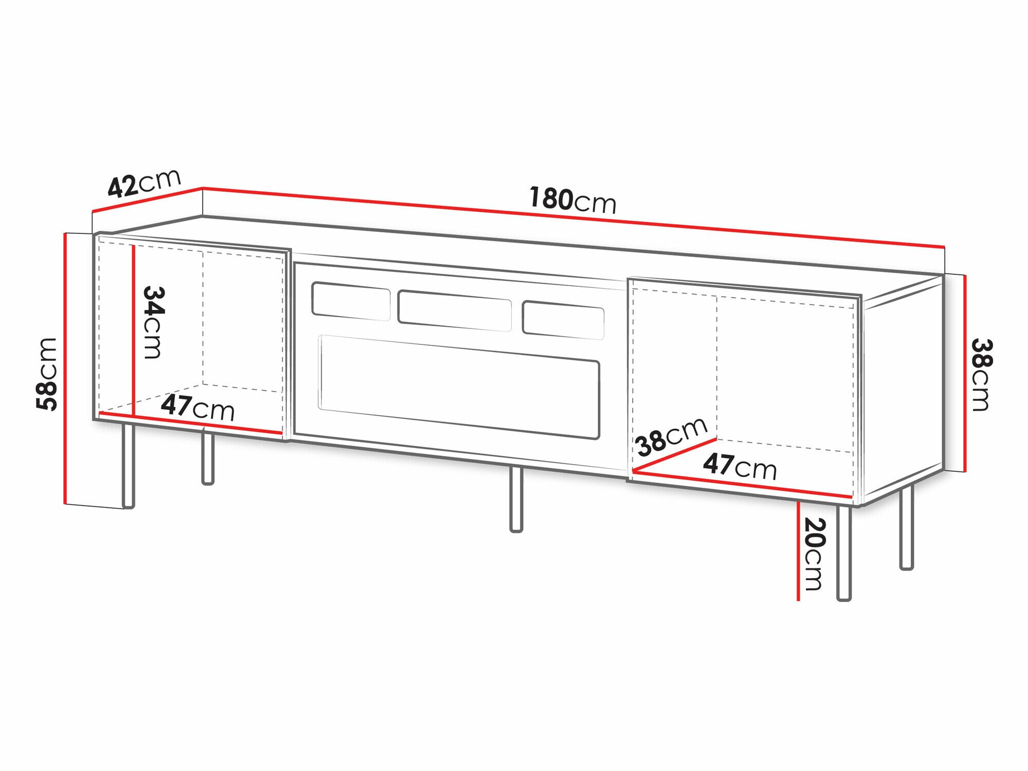 TV-bord Charlotte 210 (Hvid)