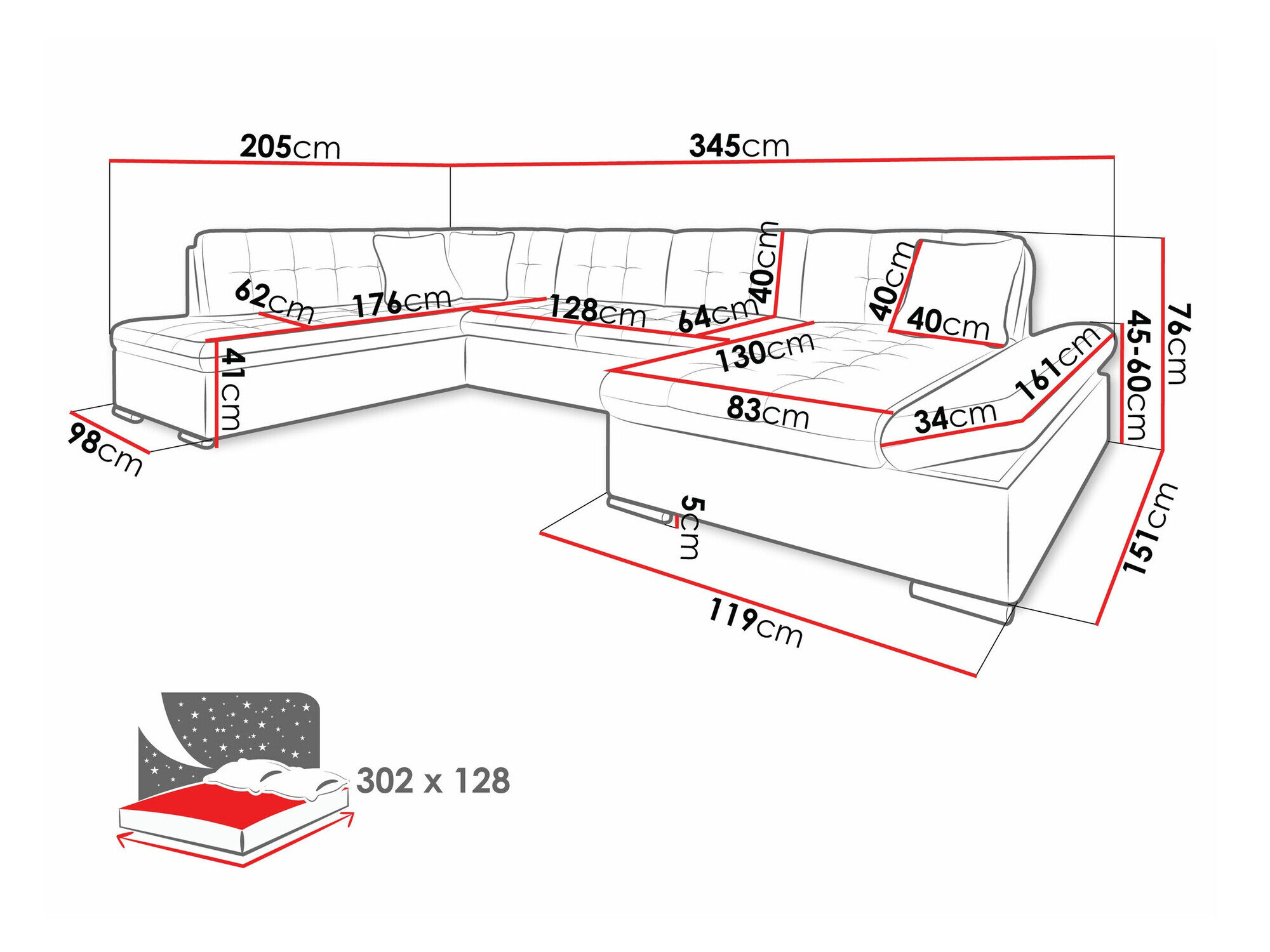Hjørnesofa Comfivo Tilia I (Coral 55)