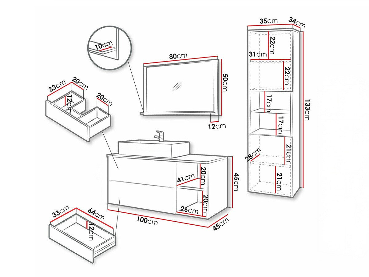 Badeværelsessæt Nauta I (Valnød + Hvid marmor)