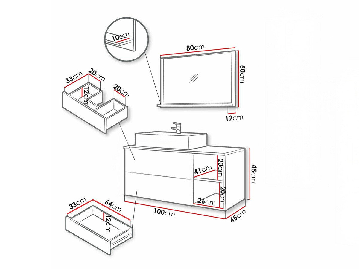 Badeværelsessæt Nauta (Sort + Sort marmor)