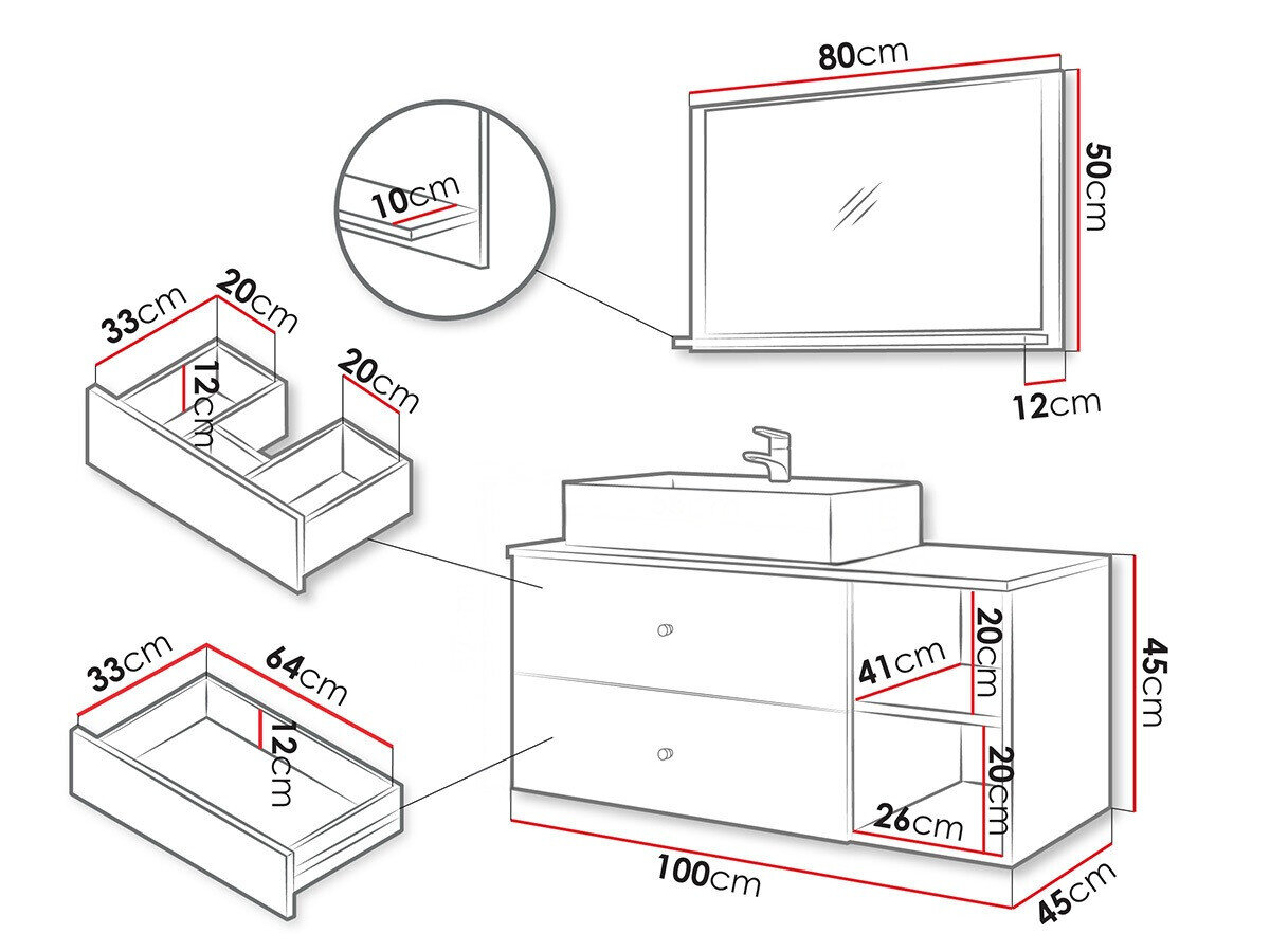 Badeværelsessæt Salus I (Hvid + Hvid marmor)