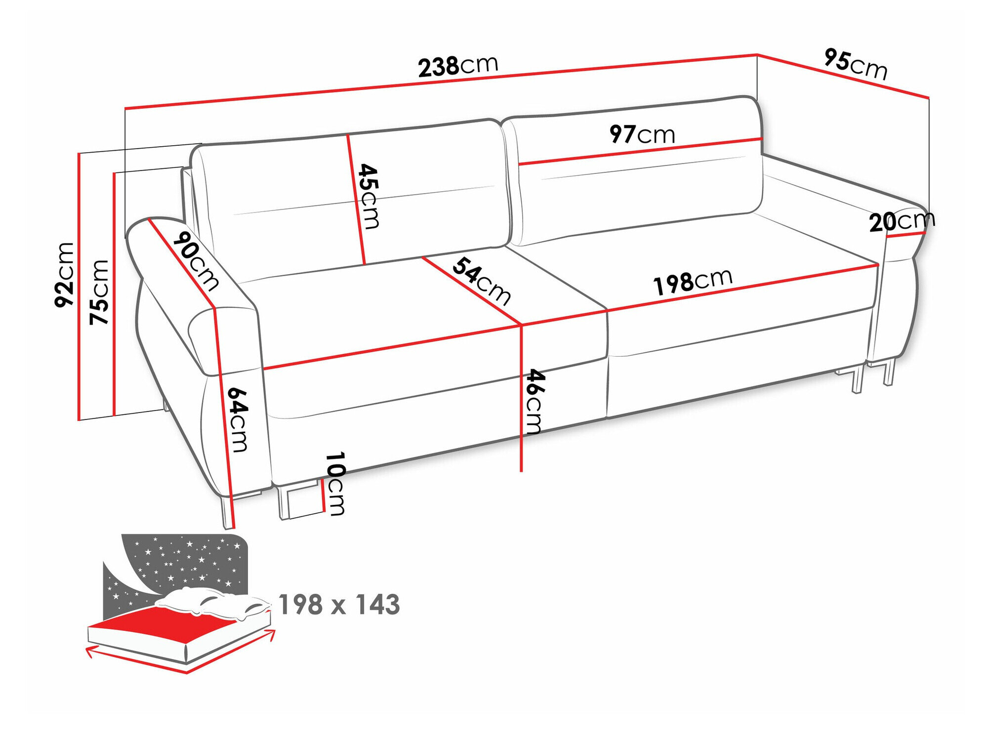 Sovesofa Stonecrest 104 (Sierra 741)