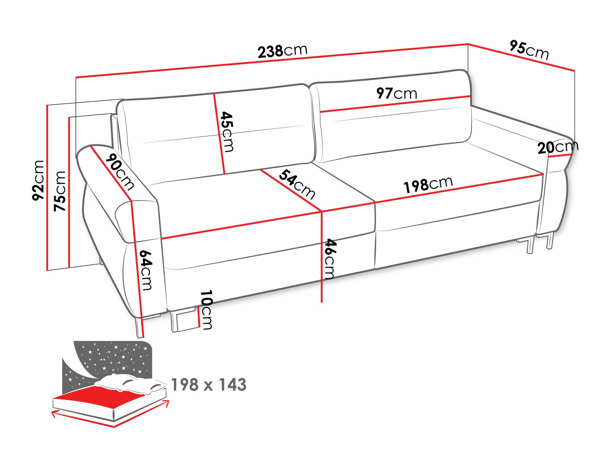 Sovesofa Stonecrest 104 (Sierra 746)