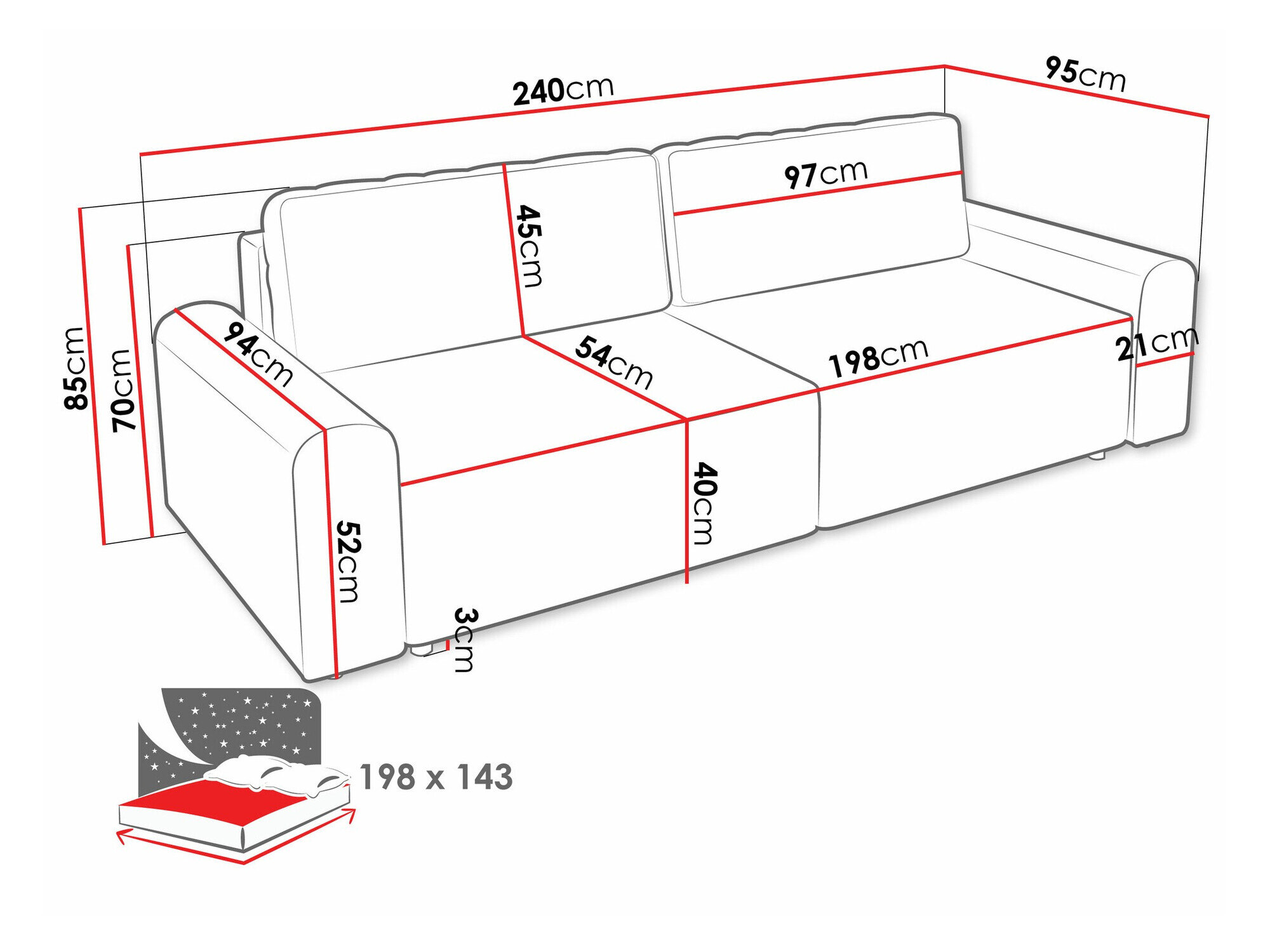 Sovesofa Stonecrest 107 (Sierra 741)