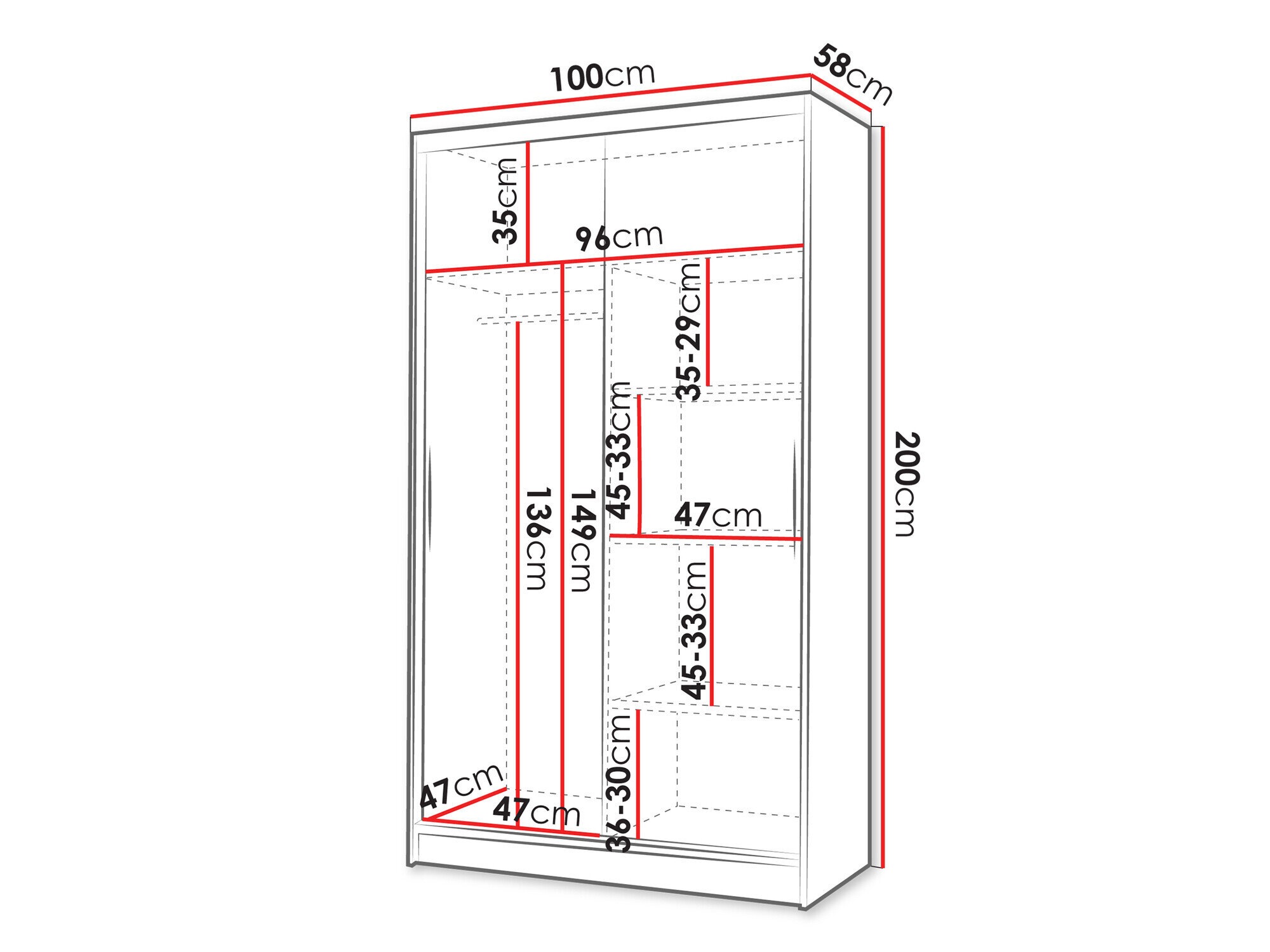 Garderobeskab Closico Fractor IV (Sort + Hvid)