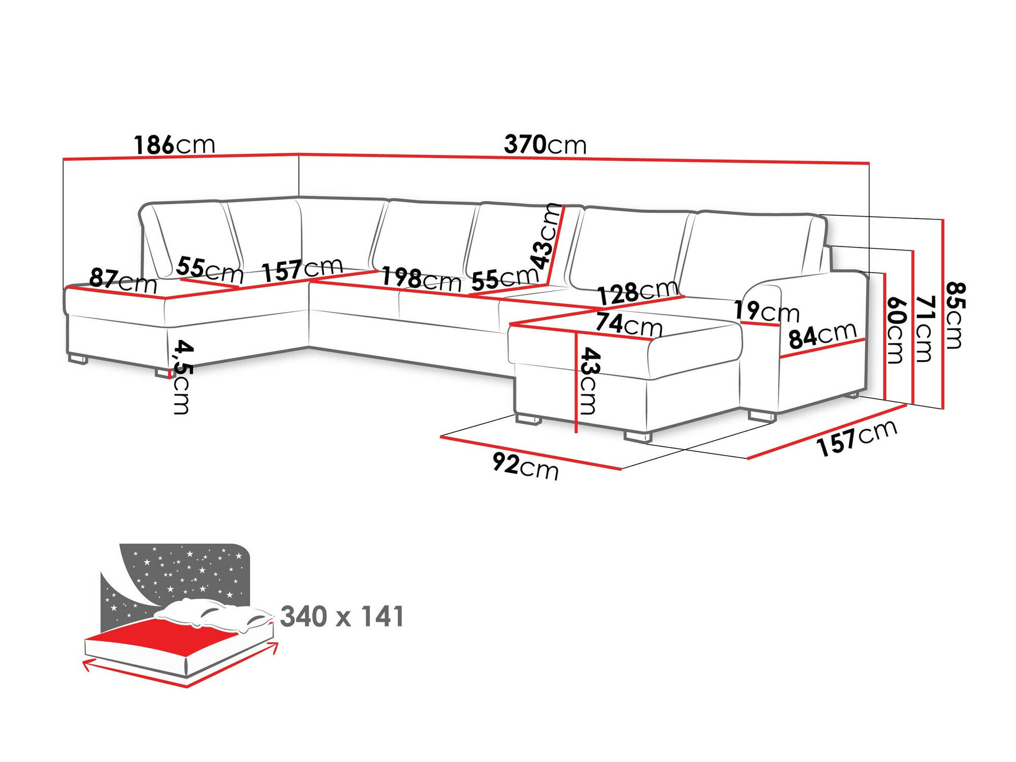 Hjørnesofa Comfivo Flumen I (Coral 45)