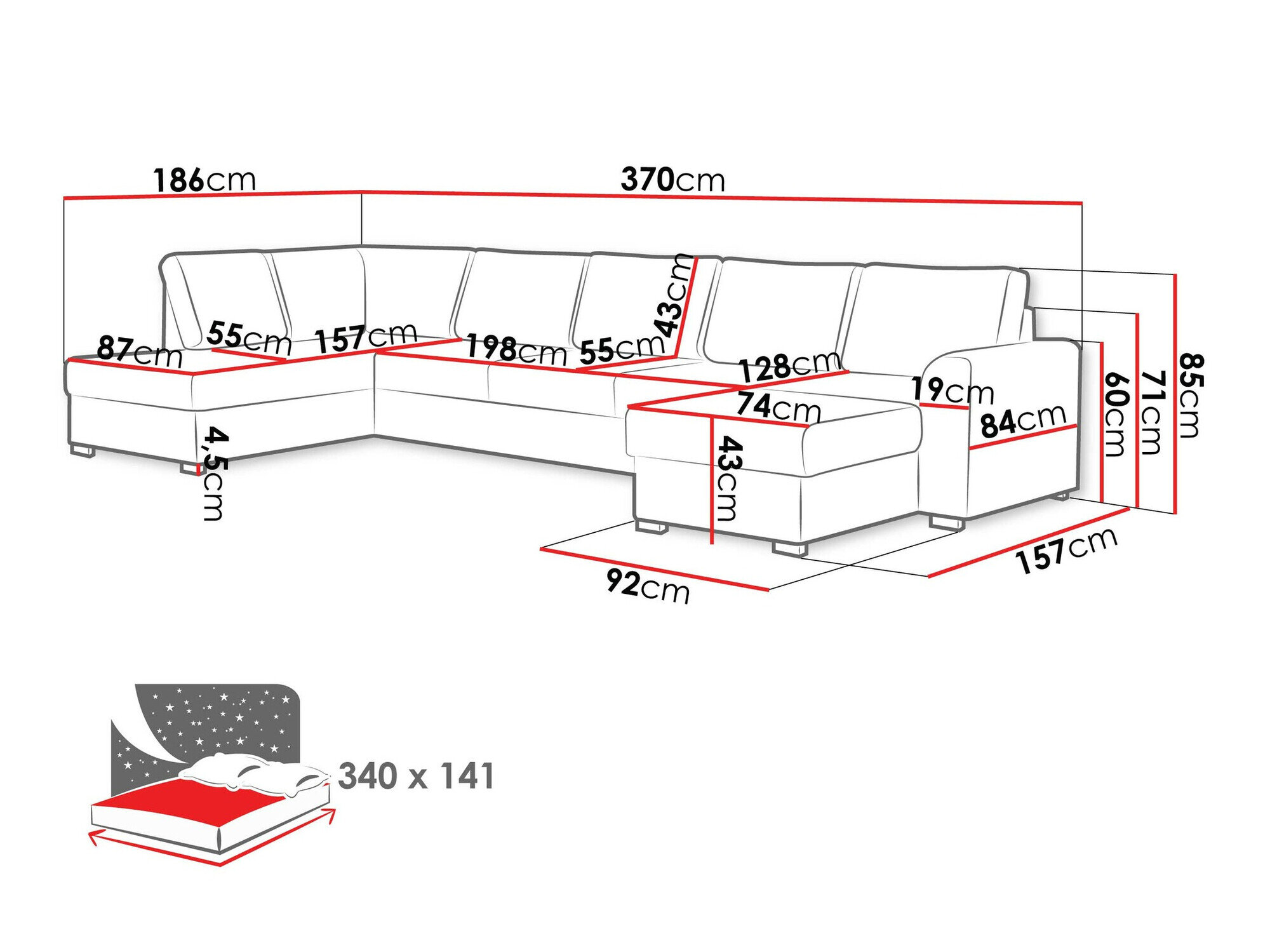 Hjørnesofa Comfivo Flumen I (Coral 55)