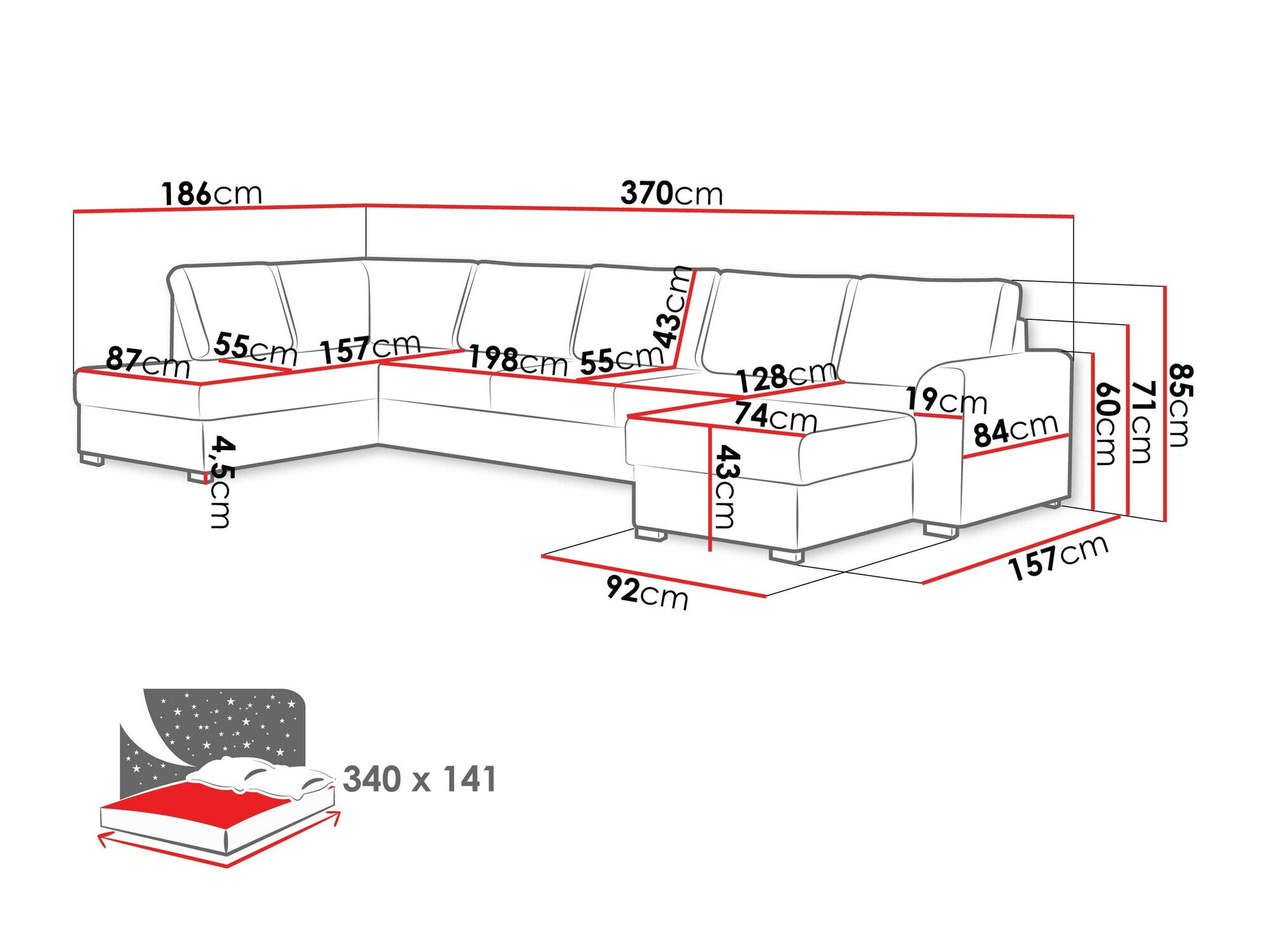 Hjørnesofa Comfivo Flumen I (Soft 017 + Lux 06)