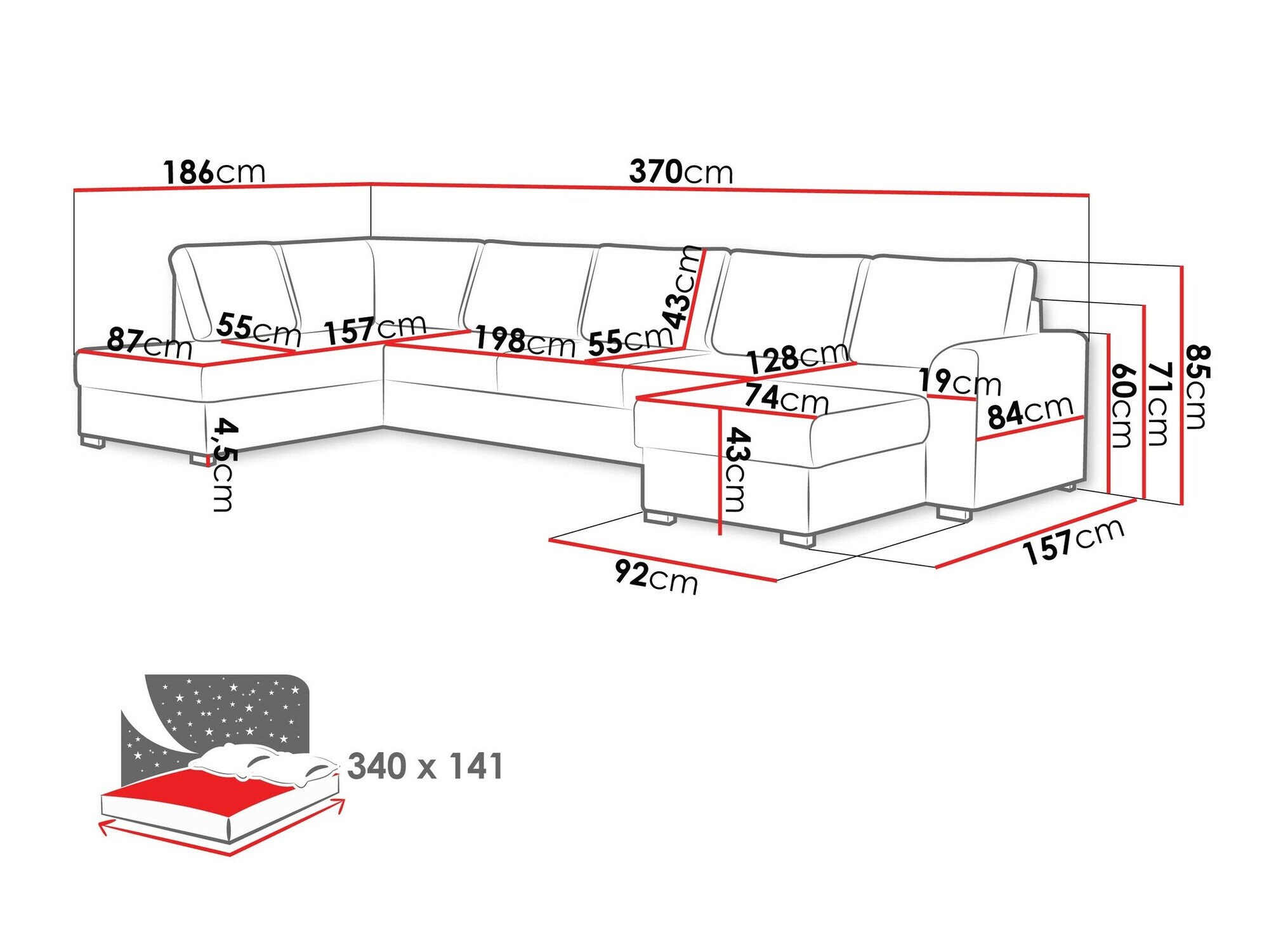 Hjørnesofa Comfivo Flumen I (Soft 017 + Lux 06)