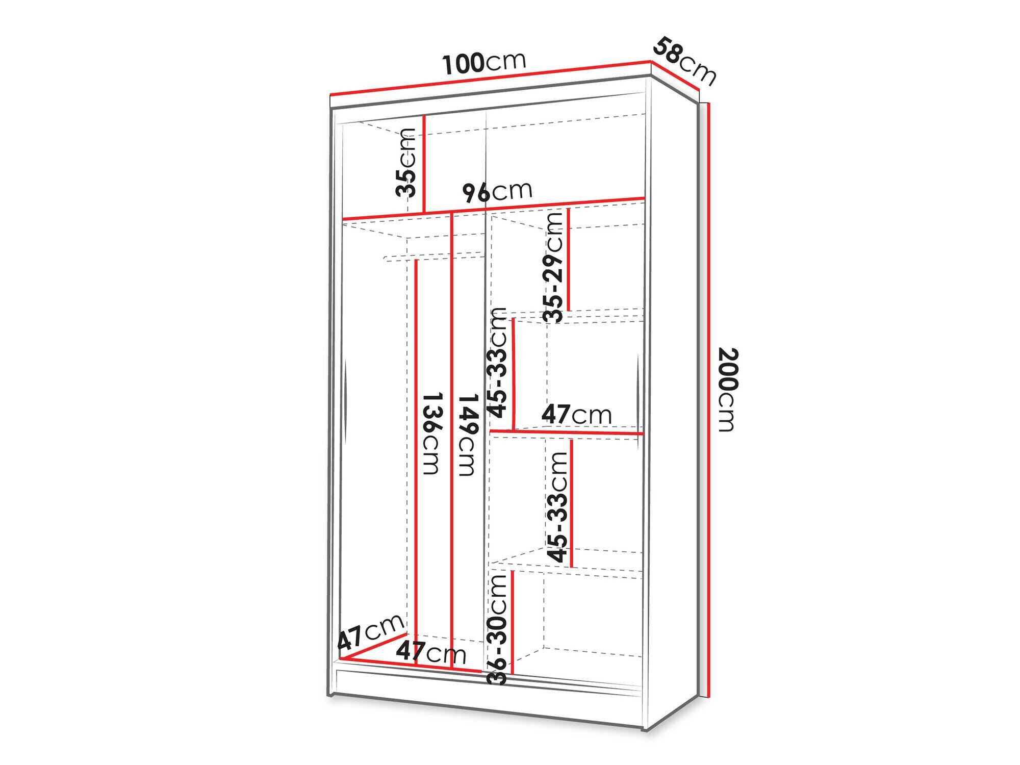 Kledingkast Closico Fractor V (Wit + Artisan eiken)