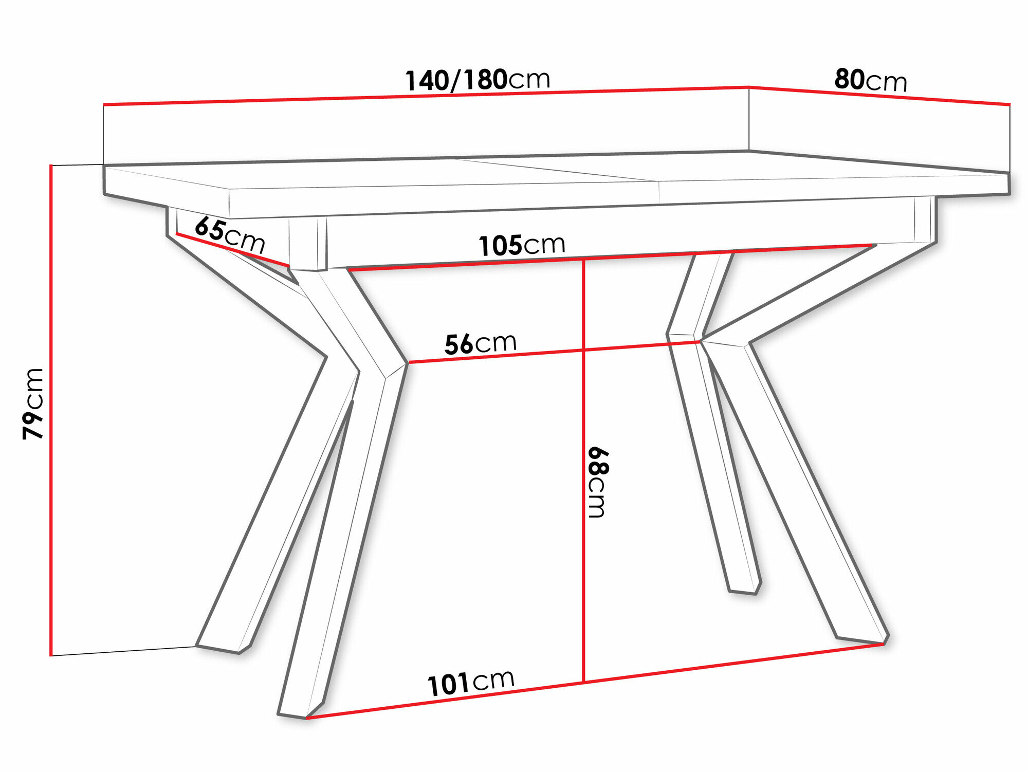 Bord Victorville 328 (Hvid + Sort)