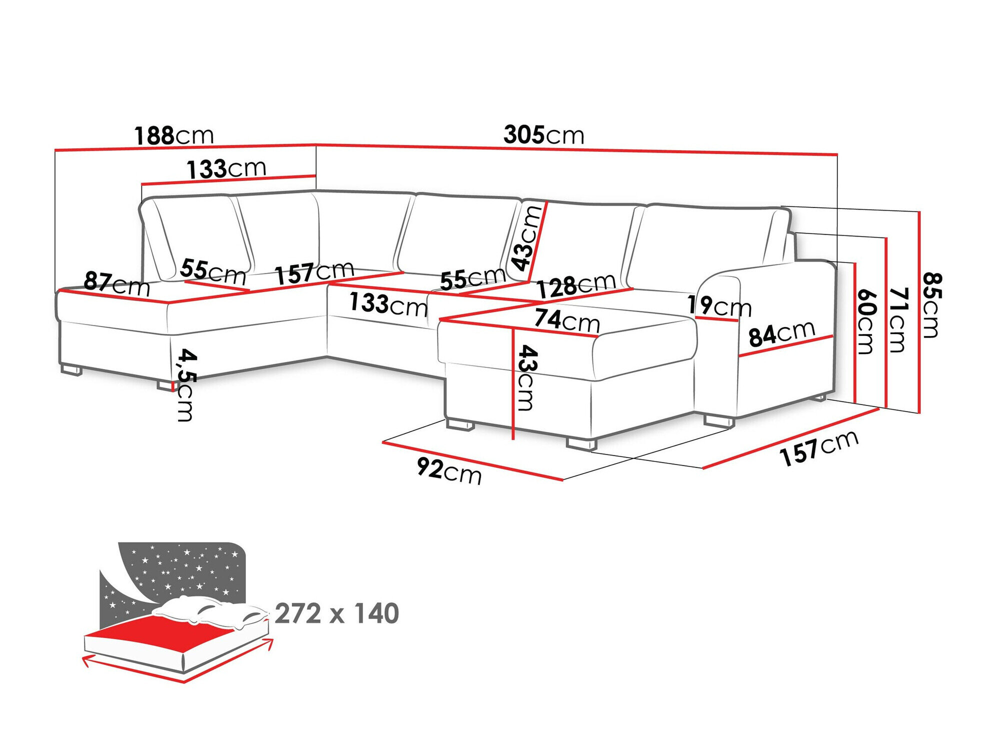 Hjørnesofa Comfivo 189 (Coral 45)