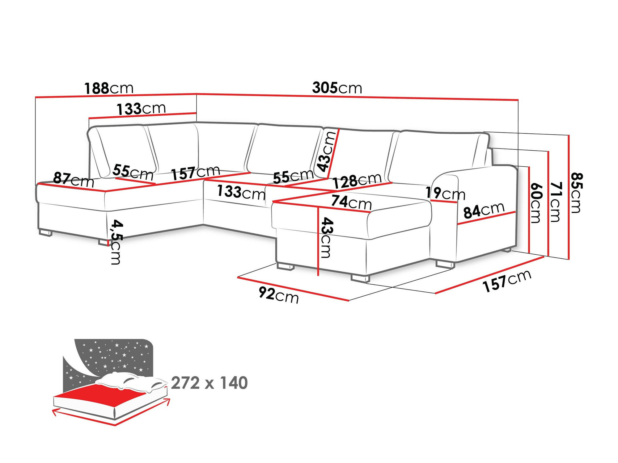 Hjørnesofa Comfivo Flumen (Clara 215.10)