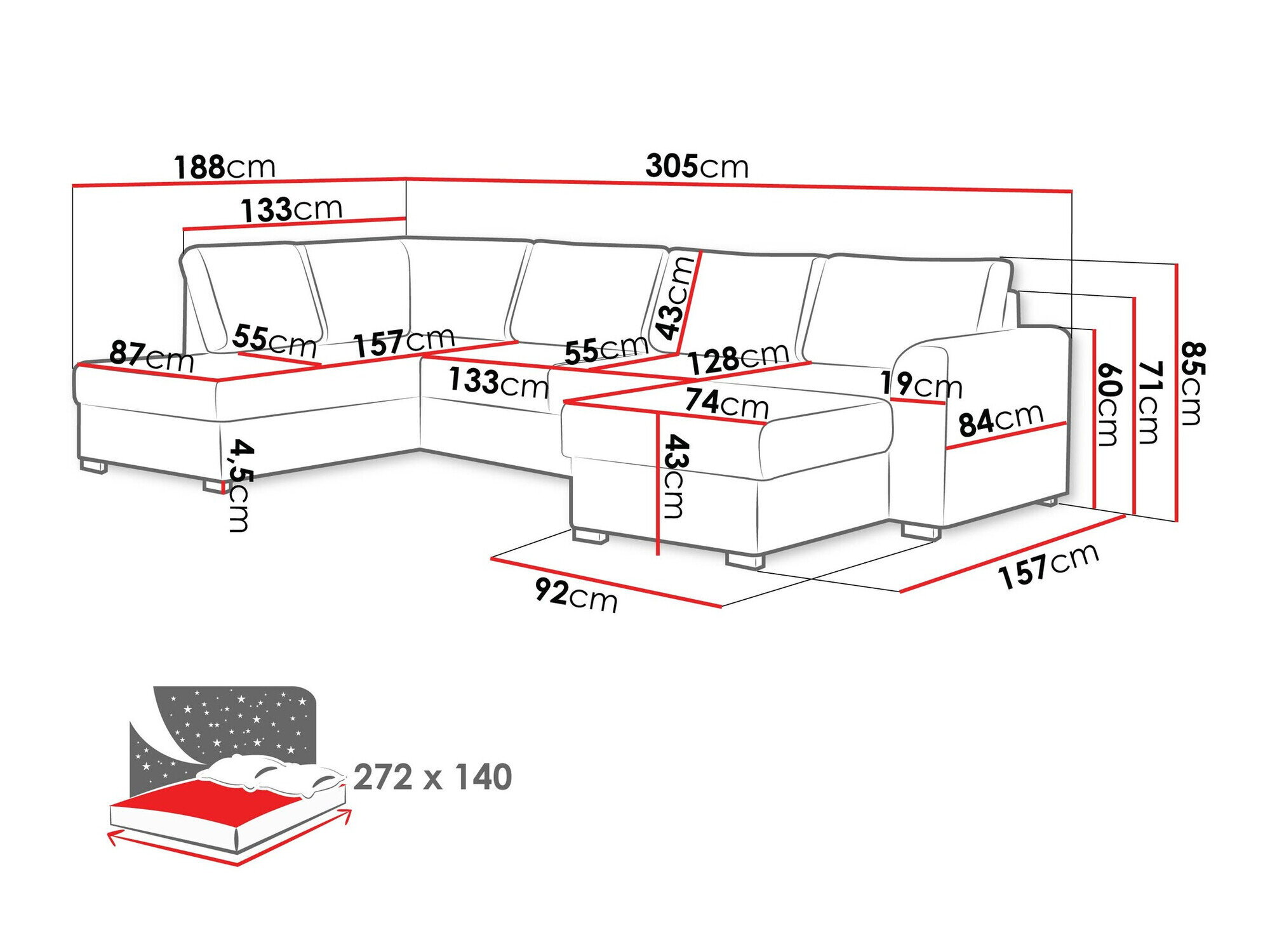 Hjørnesofa Comfivo Flumen (Coral 45)