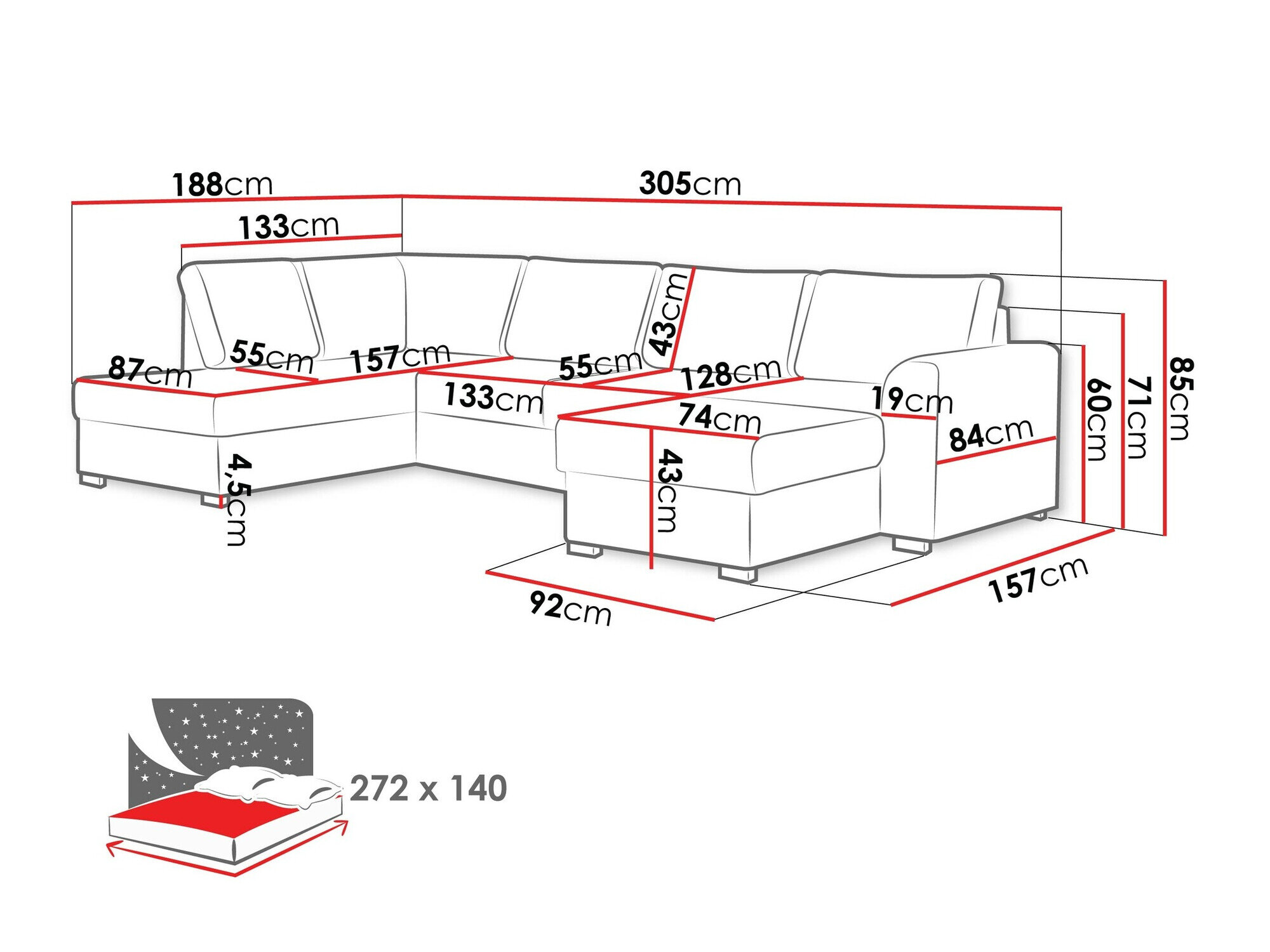 Hjørnesofa Comfivo Flumen (Twist 23)