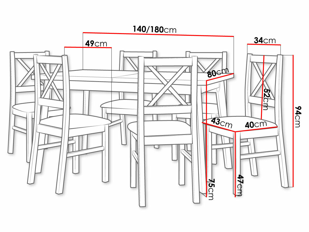 Spisestuesæt Victorville 295 (Grandson eg + Sort)