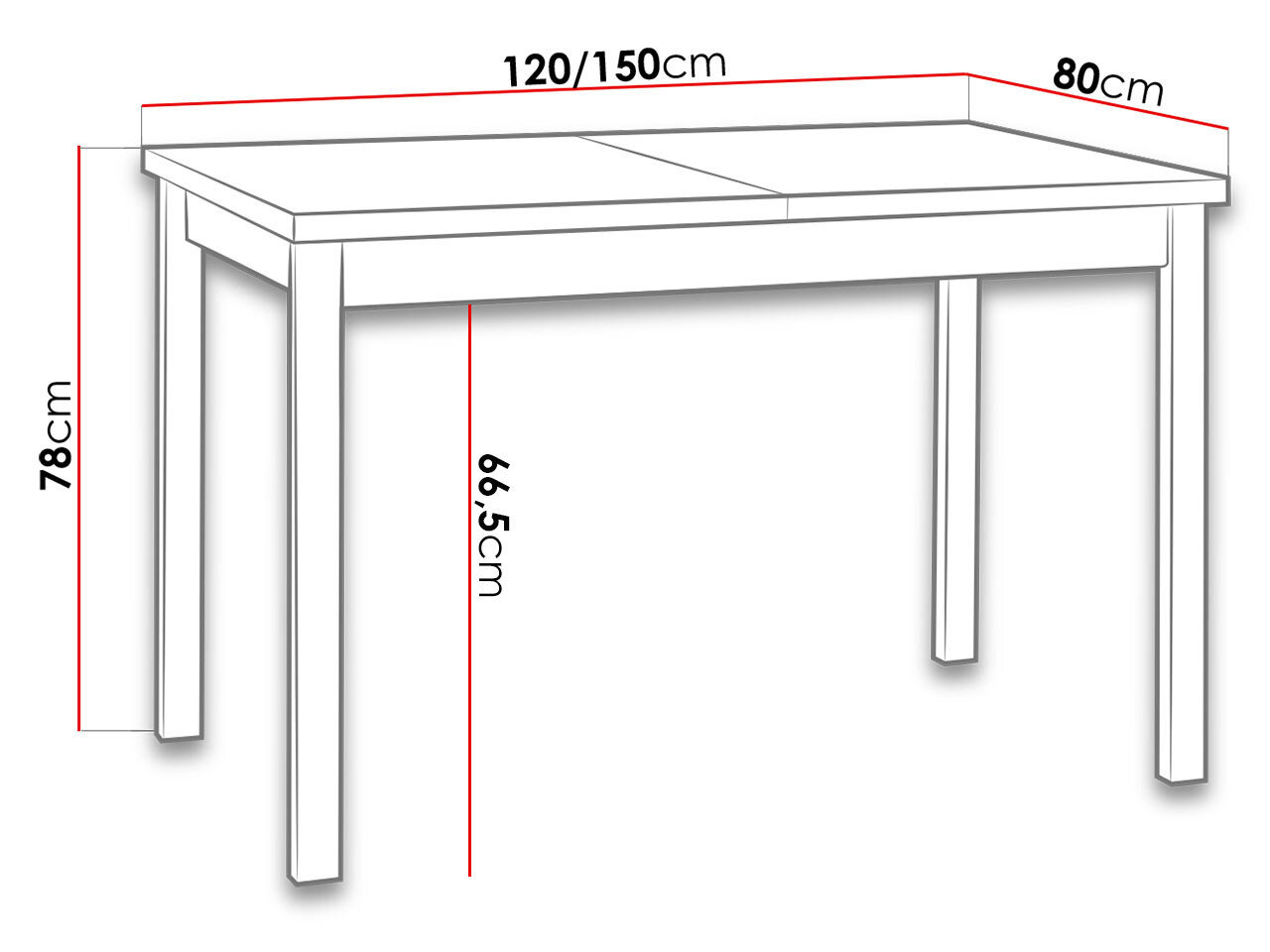 Tafel Victorville 125 (Zwart)