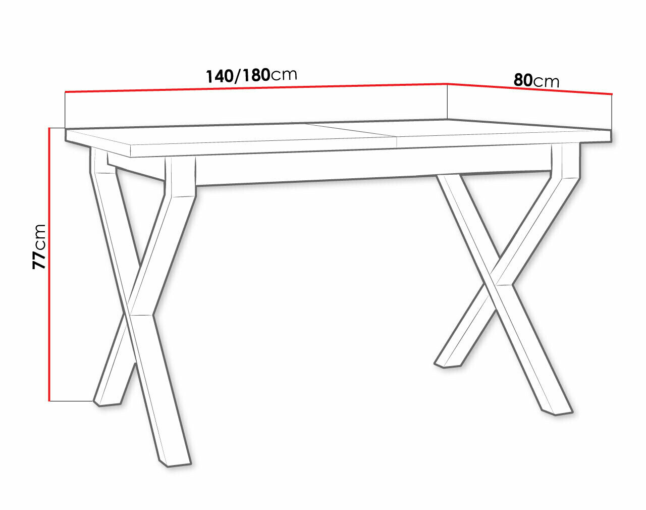 Tafel Victorville 300 (Wit + Zwart)