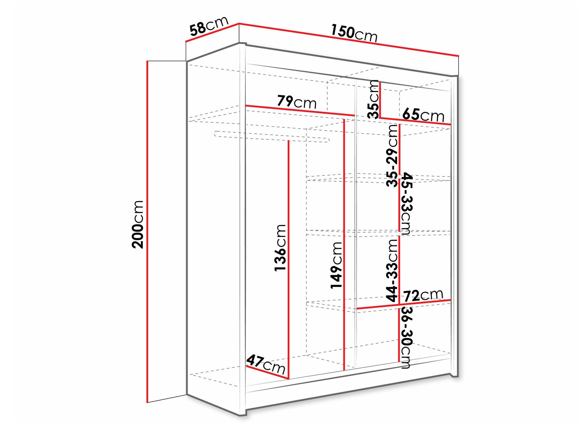 Garderobeskab Closico 135 (Hvid)