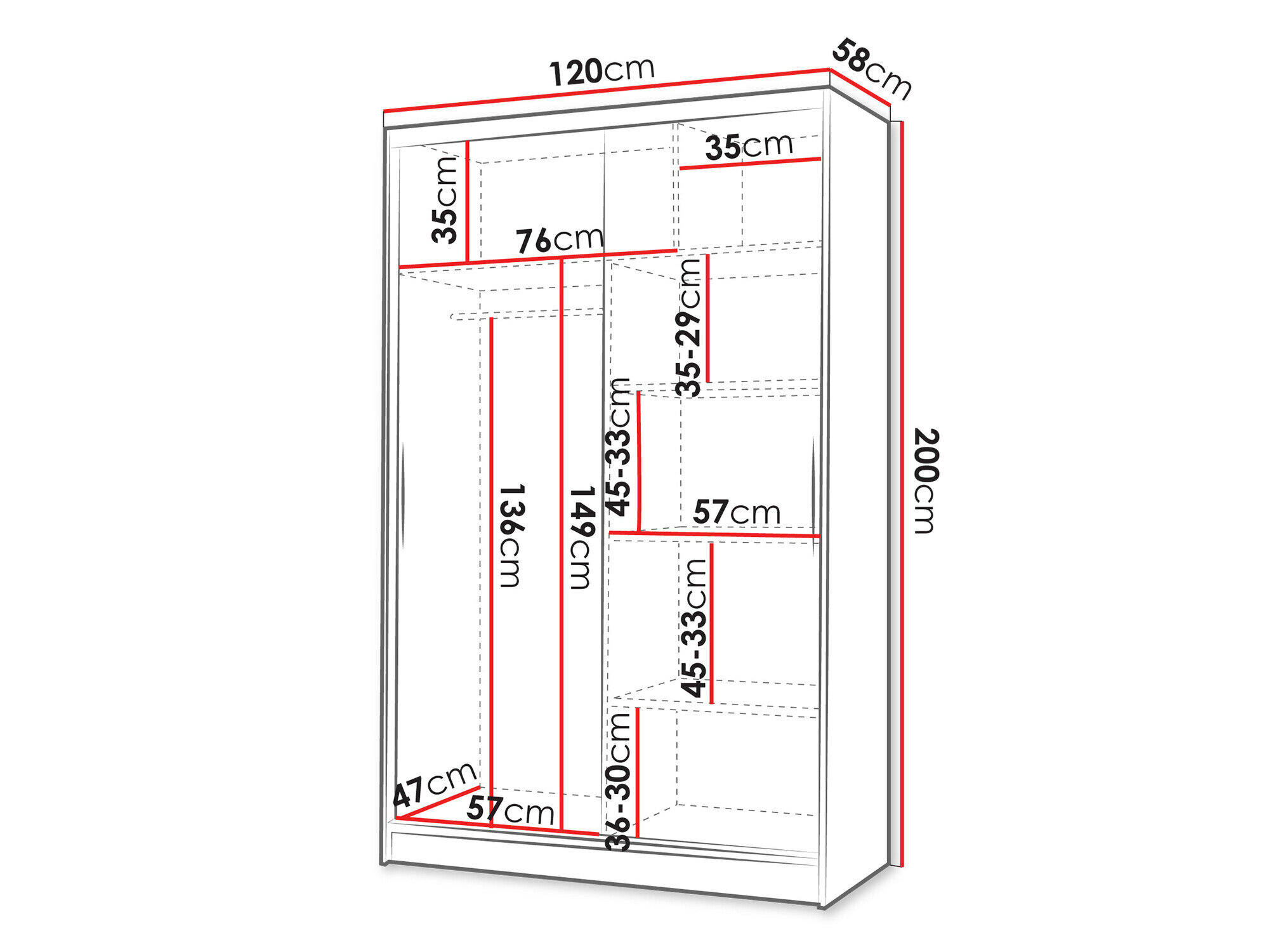 Garderobeskab Closico Salvor V (Hvid + Sort)