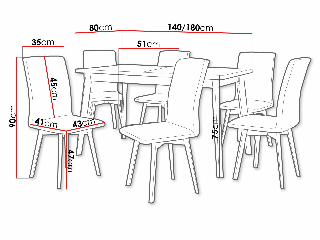 Spisestuesæt Victorville 335 (Hvid)
