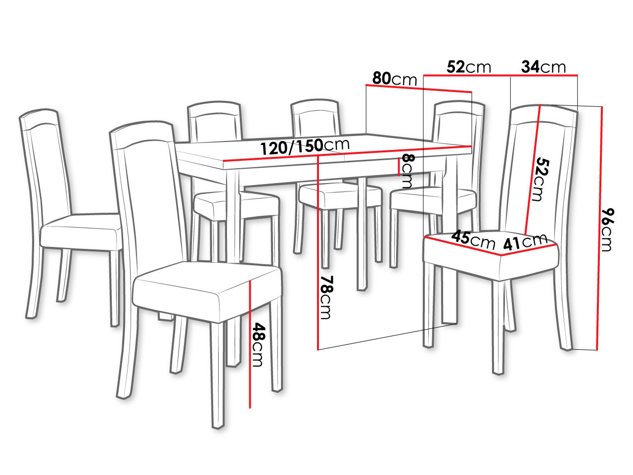 Spisestuesæt Victorville 351 (Hvid)