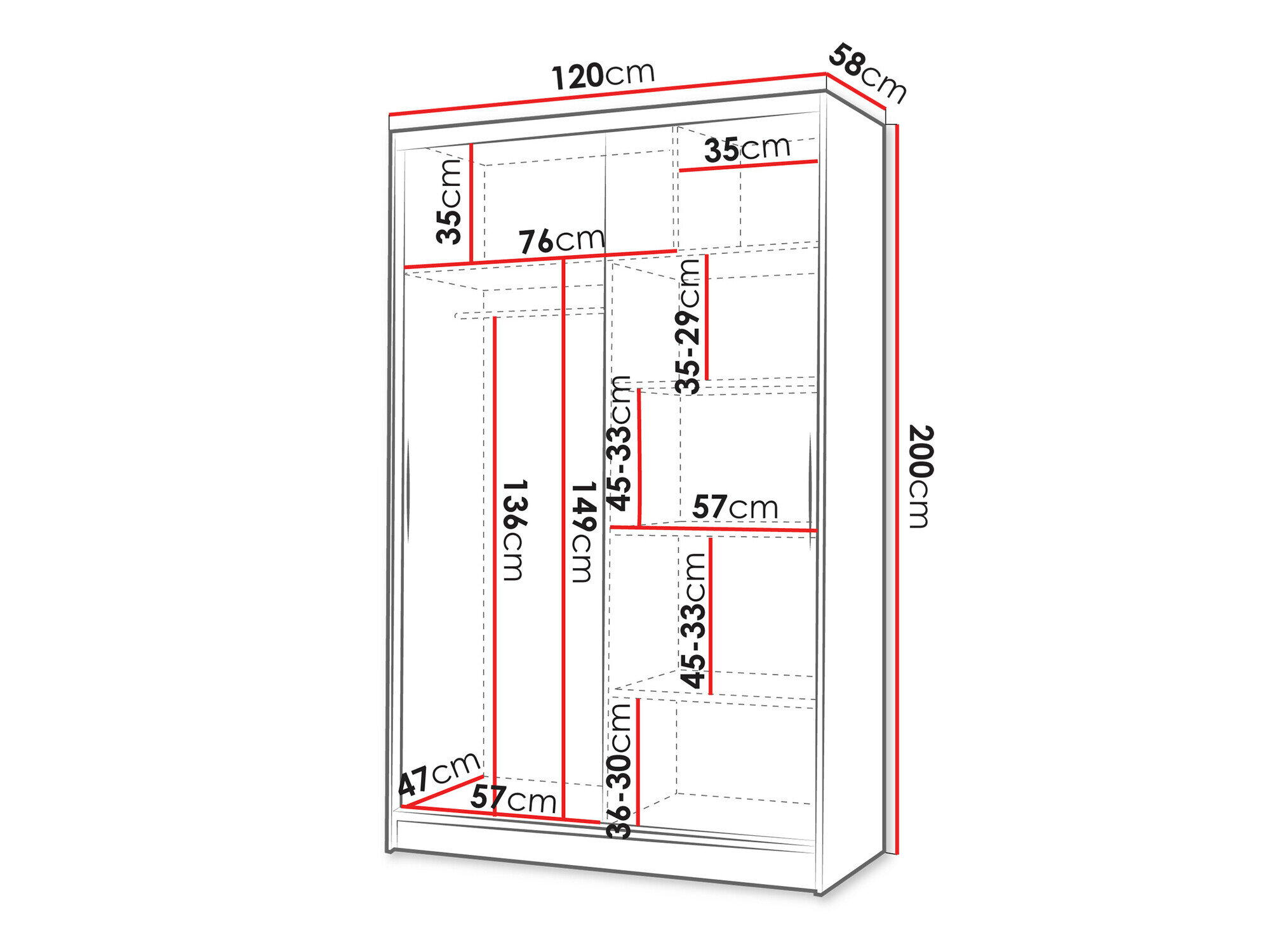 Kledingkast Closico Salvor II (Zwart + Wit)