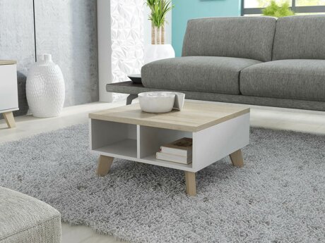 Salontafel Larfloi 100 (Wit + Sonoma eik)