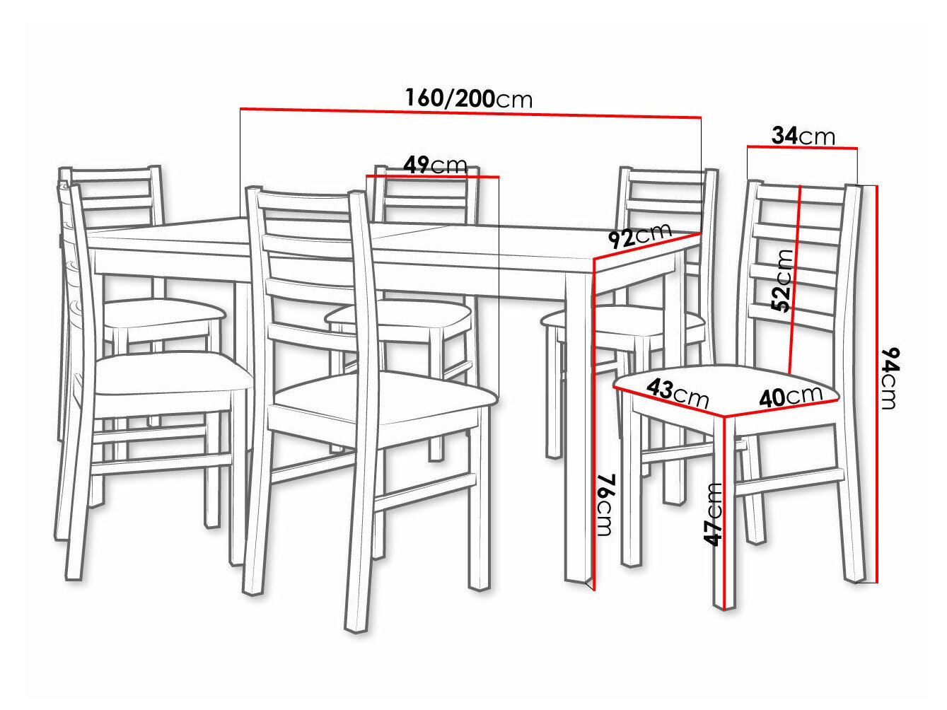 Spisestuesæt Victorville 261 (Hvid)