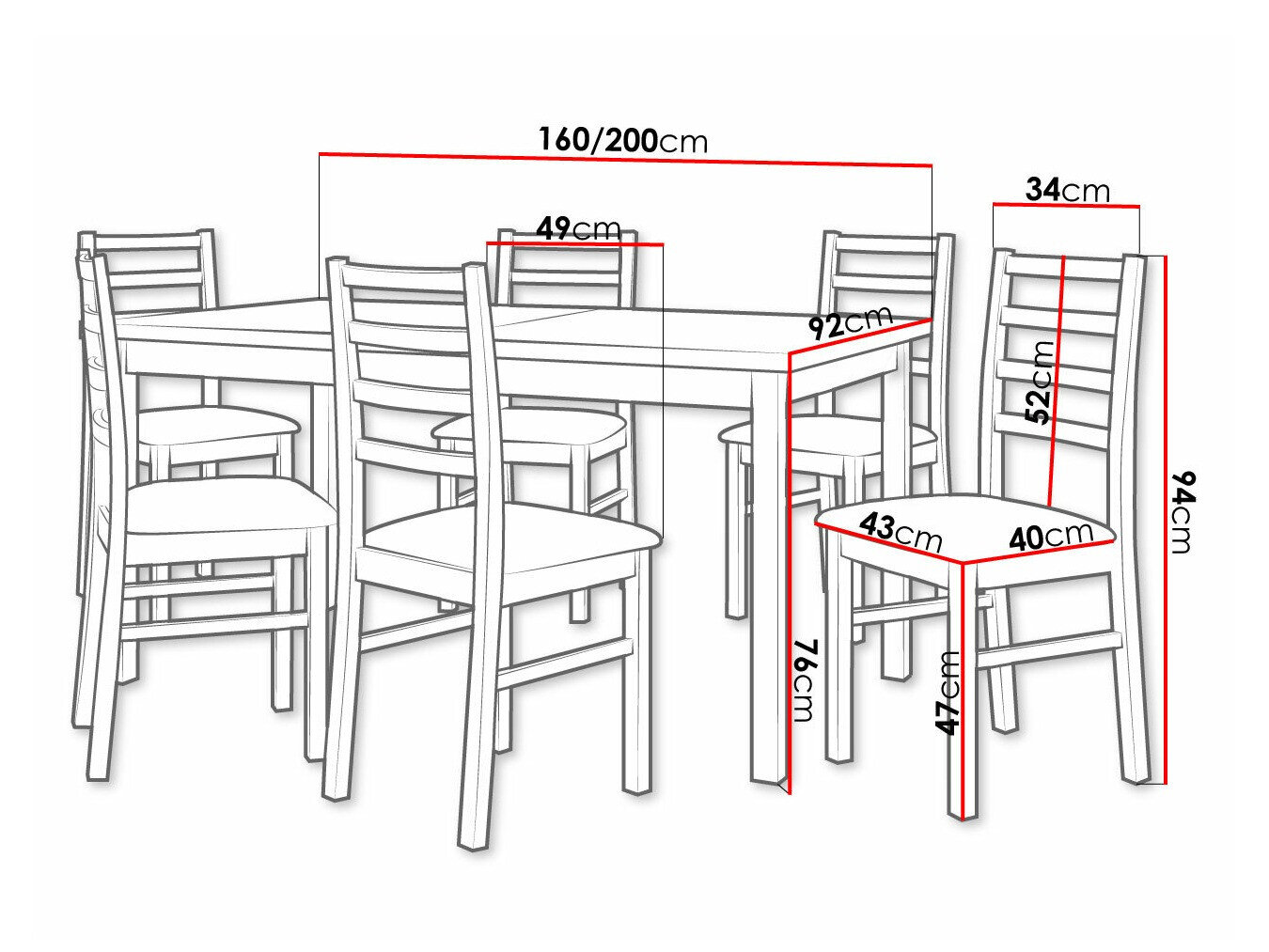 Spisestuesæt Victorville 261 (Hvid)