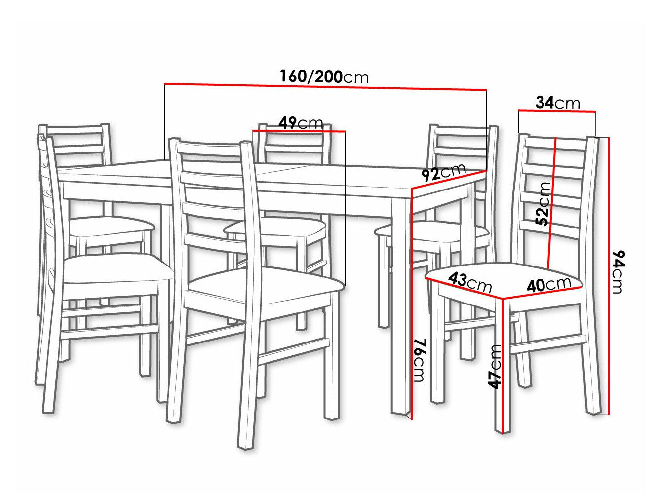 Spisestuesæt Victorville 261 (Nød)