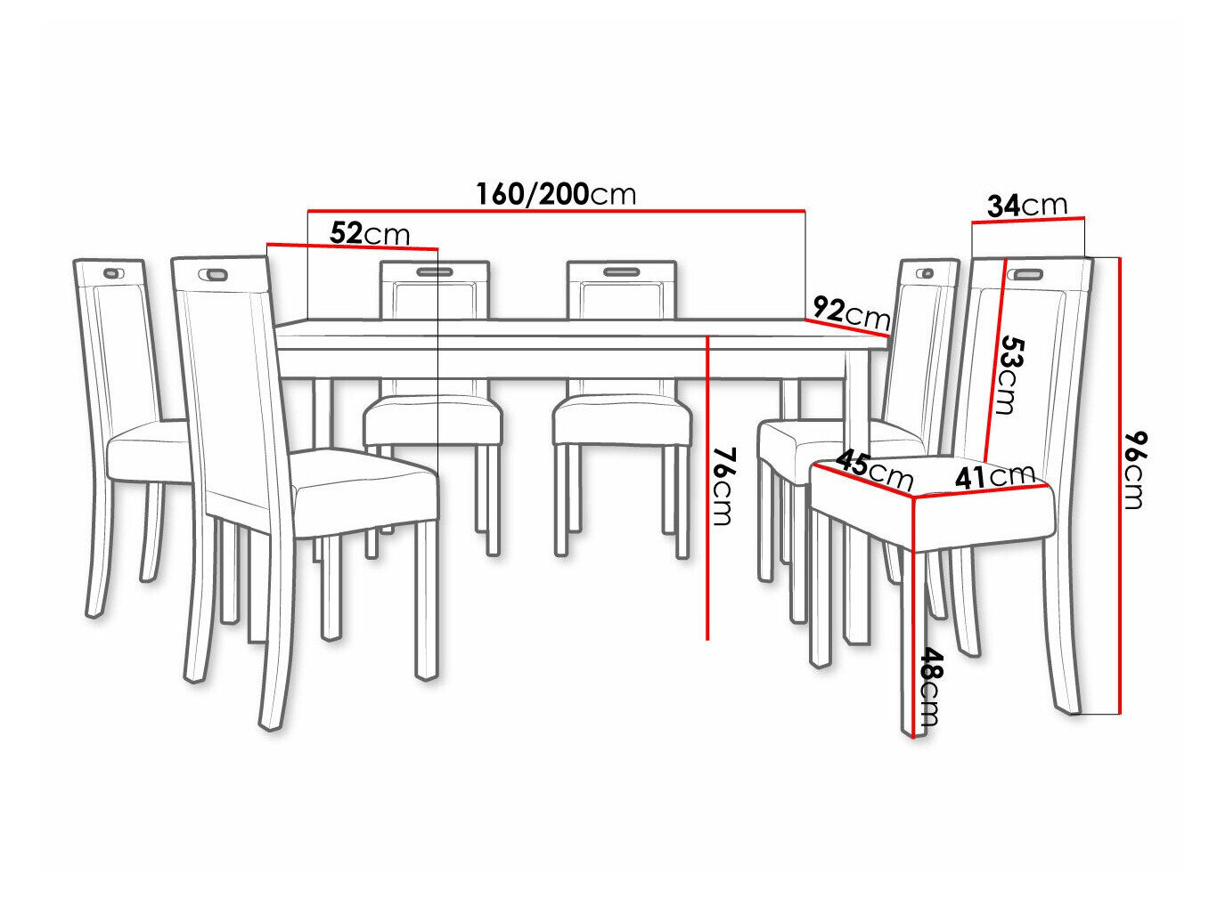 Spisestuesæt Victorville 262 (Hvid)