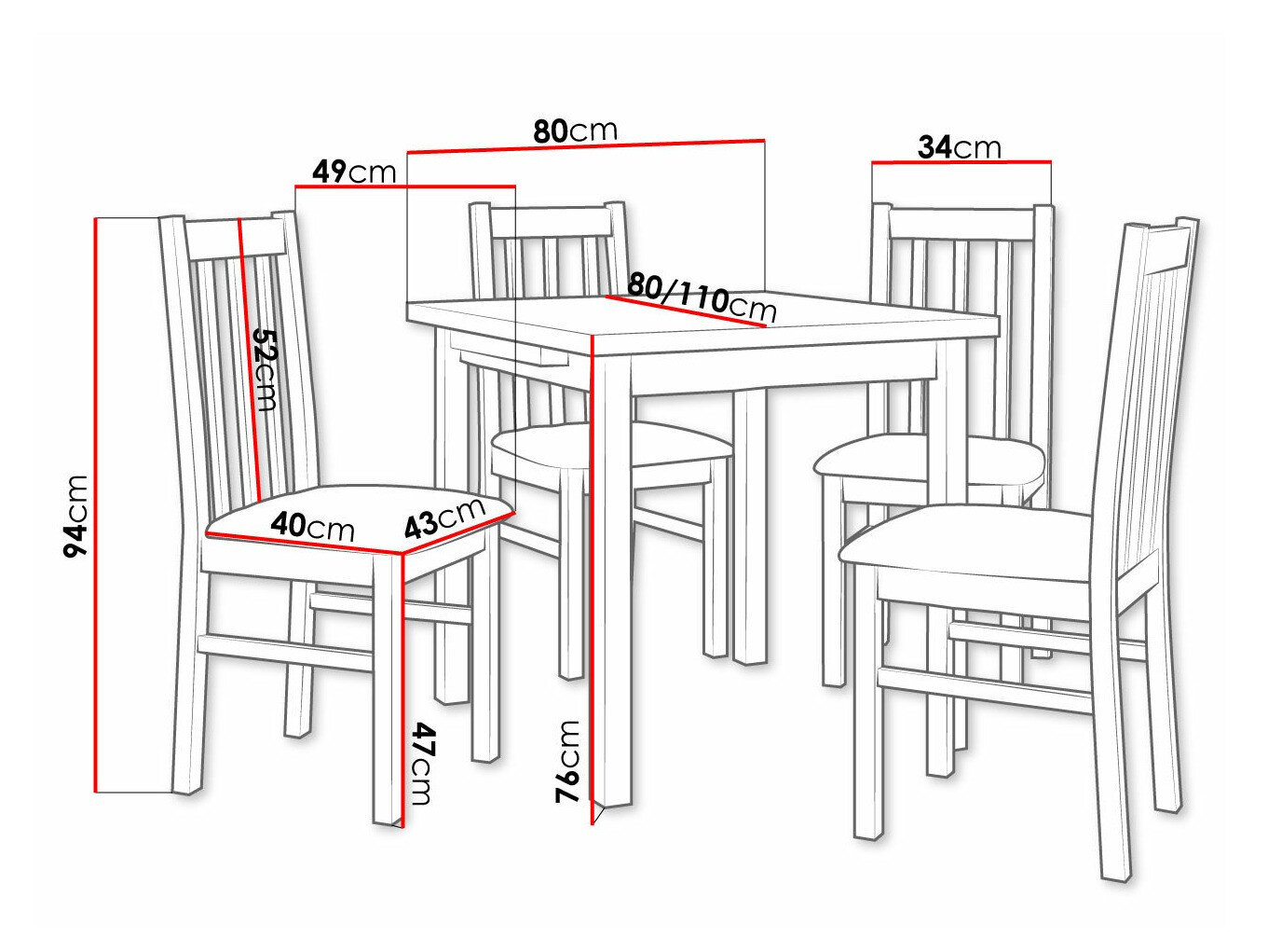 Spisestuesæt Victorville 263 (Hvid)