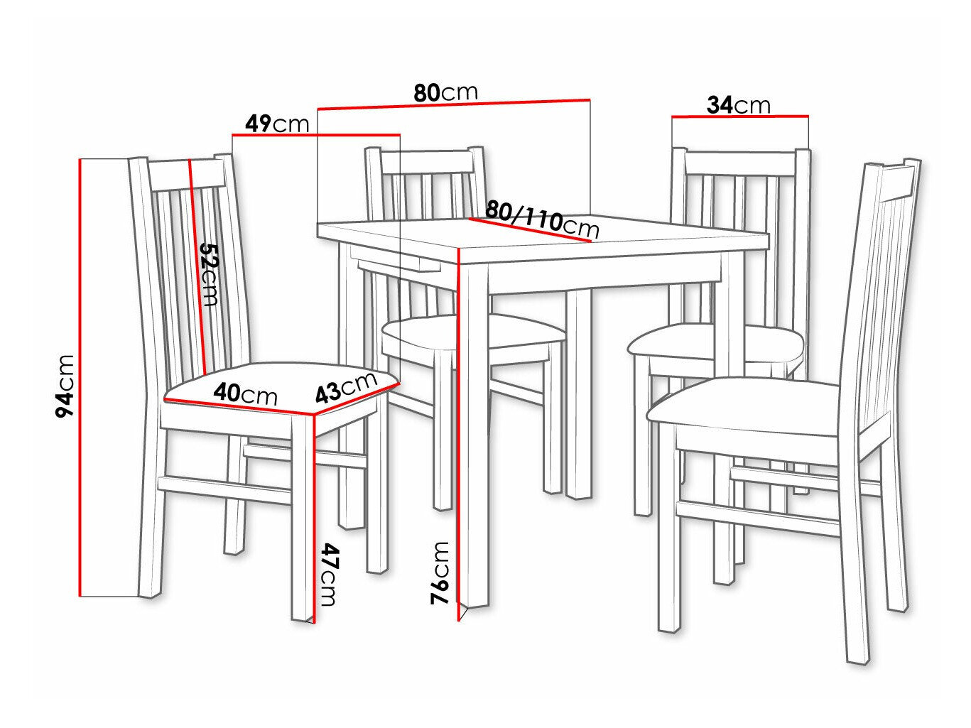 Spisestuesæt Victorville 263 (Hvid)